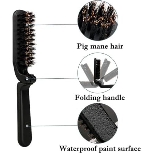 Cepillo Plegable de Cerda de Jabalí LZEDIRA - Compacto 21.8cm