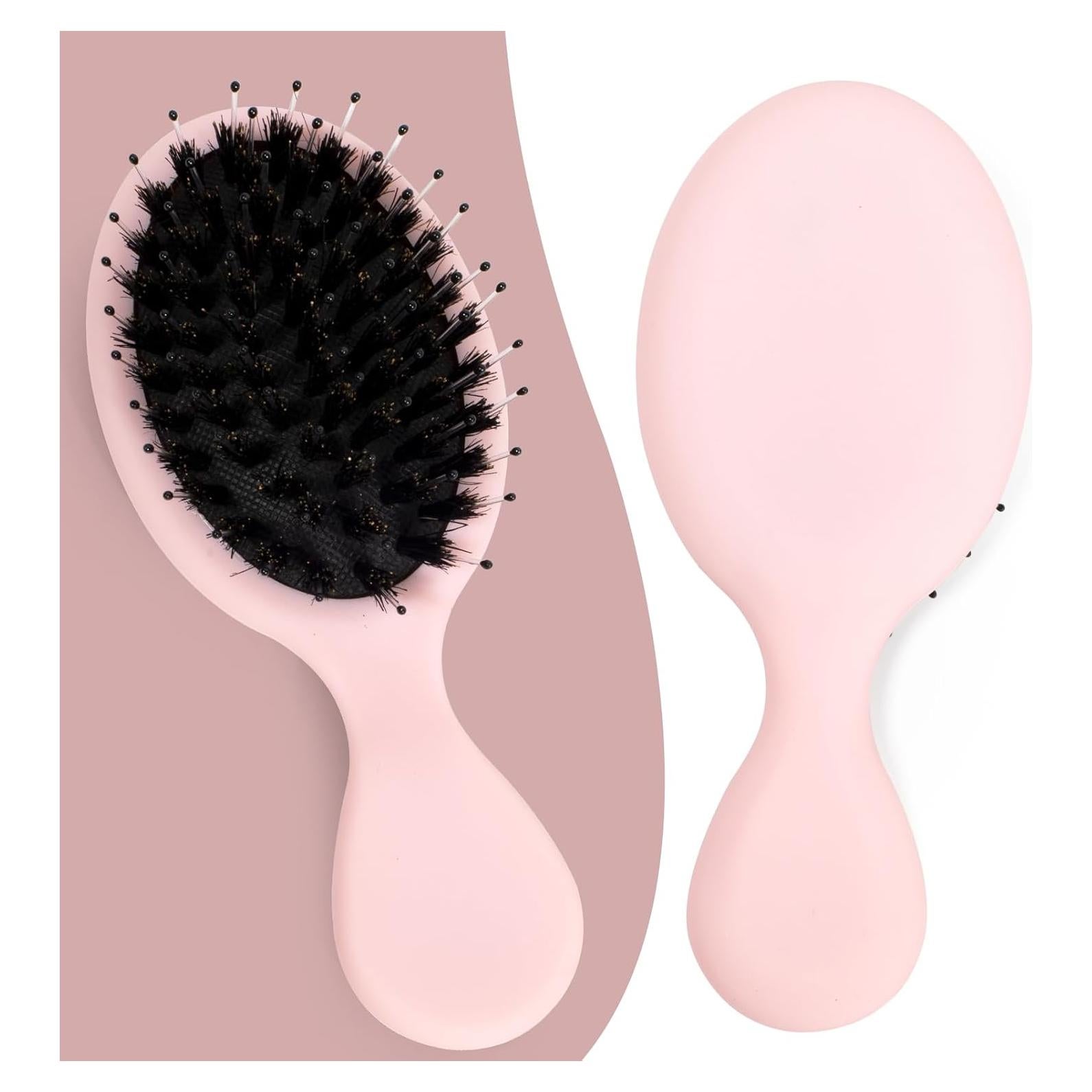 Mini Cepillo de Cerda de Jabalí SunHer - Viaje Rosa 14x6cm