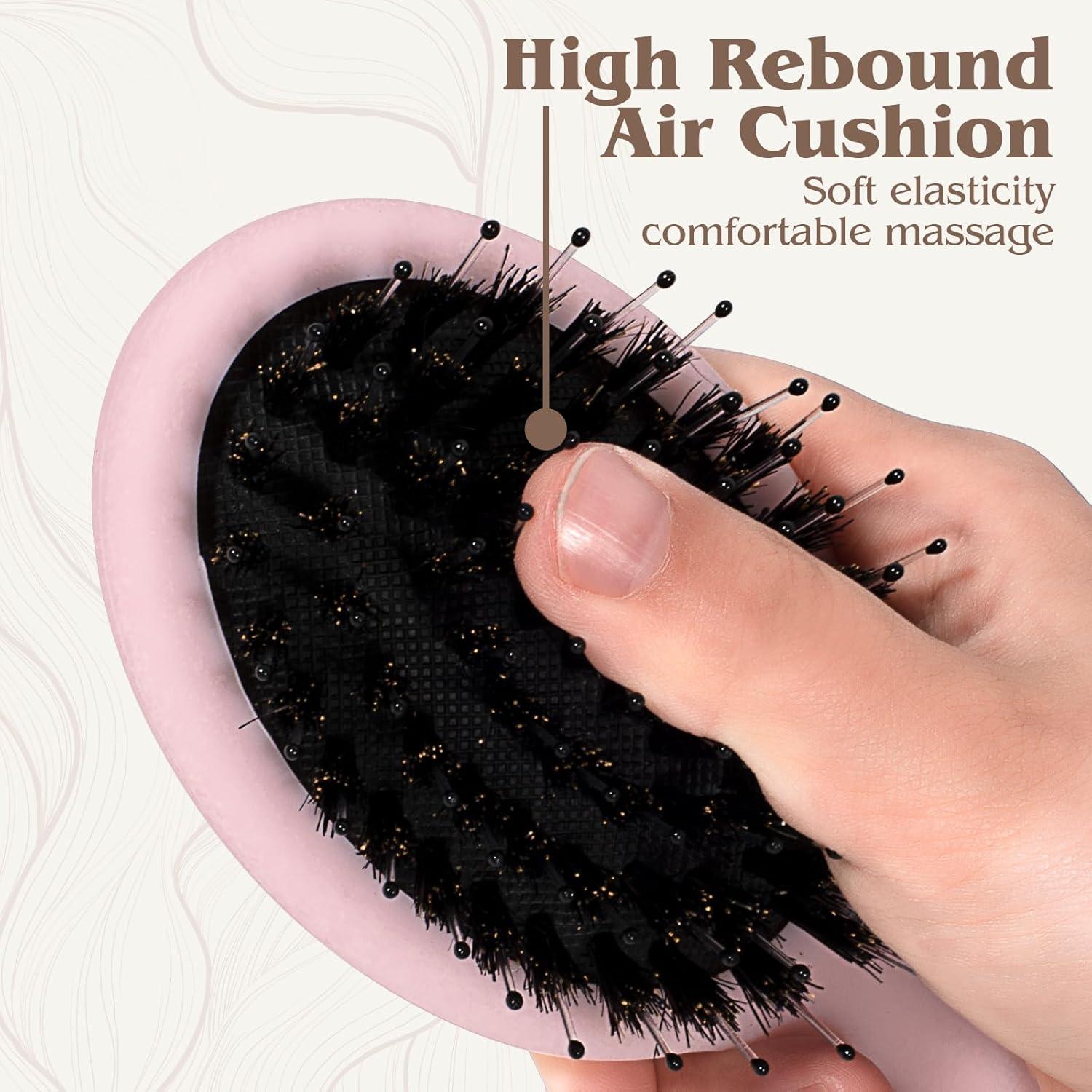 Mini Cepillo de Cerda de Jabalí SunHer - Viaje Rosa 14x6cm