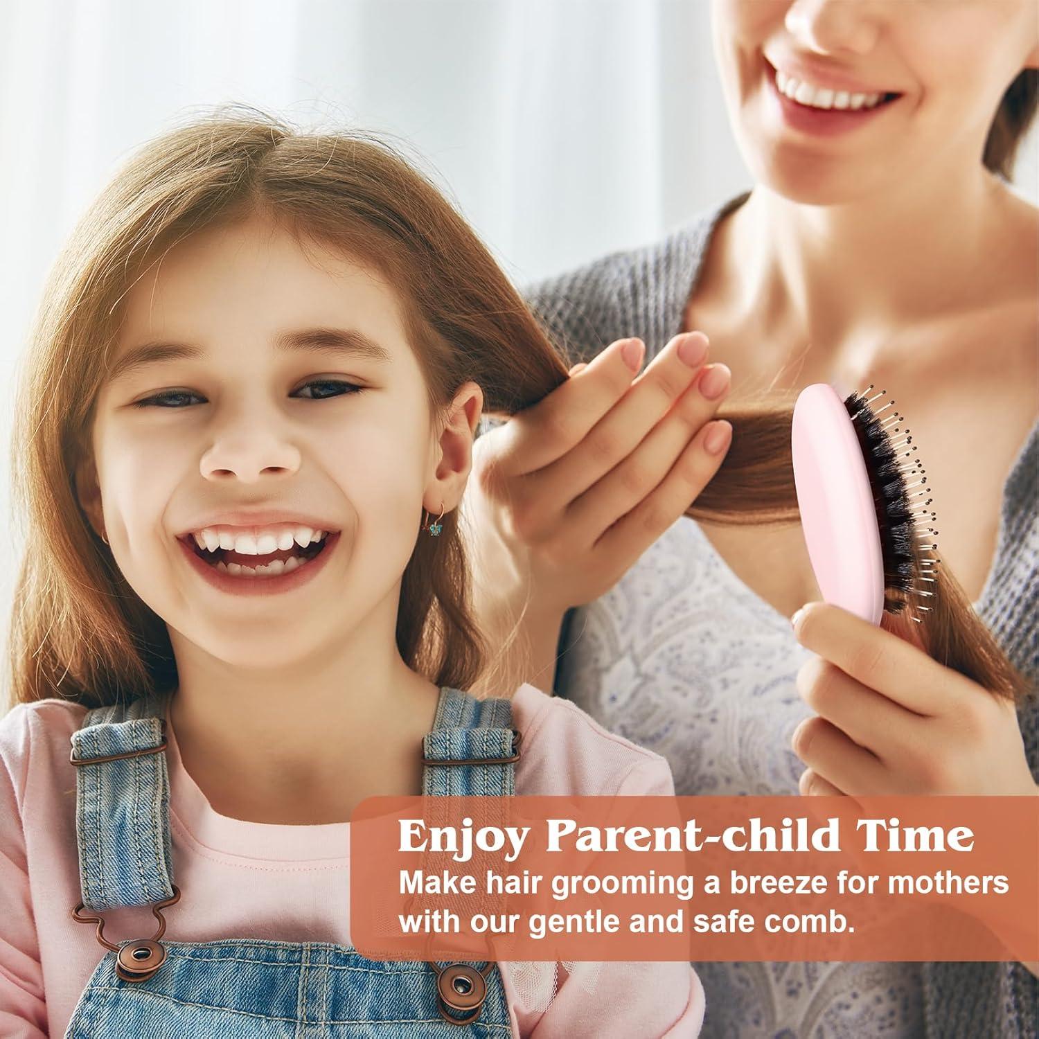 Mini Cepillo de Cerda de Jabalí SunHer - Viaje Rosa 14x6cm