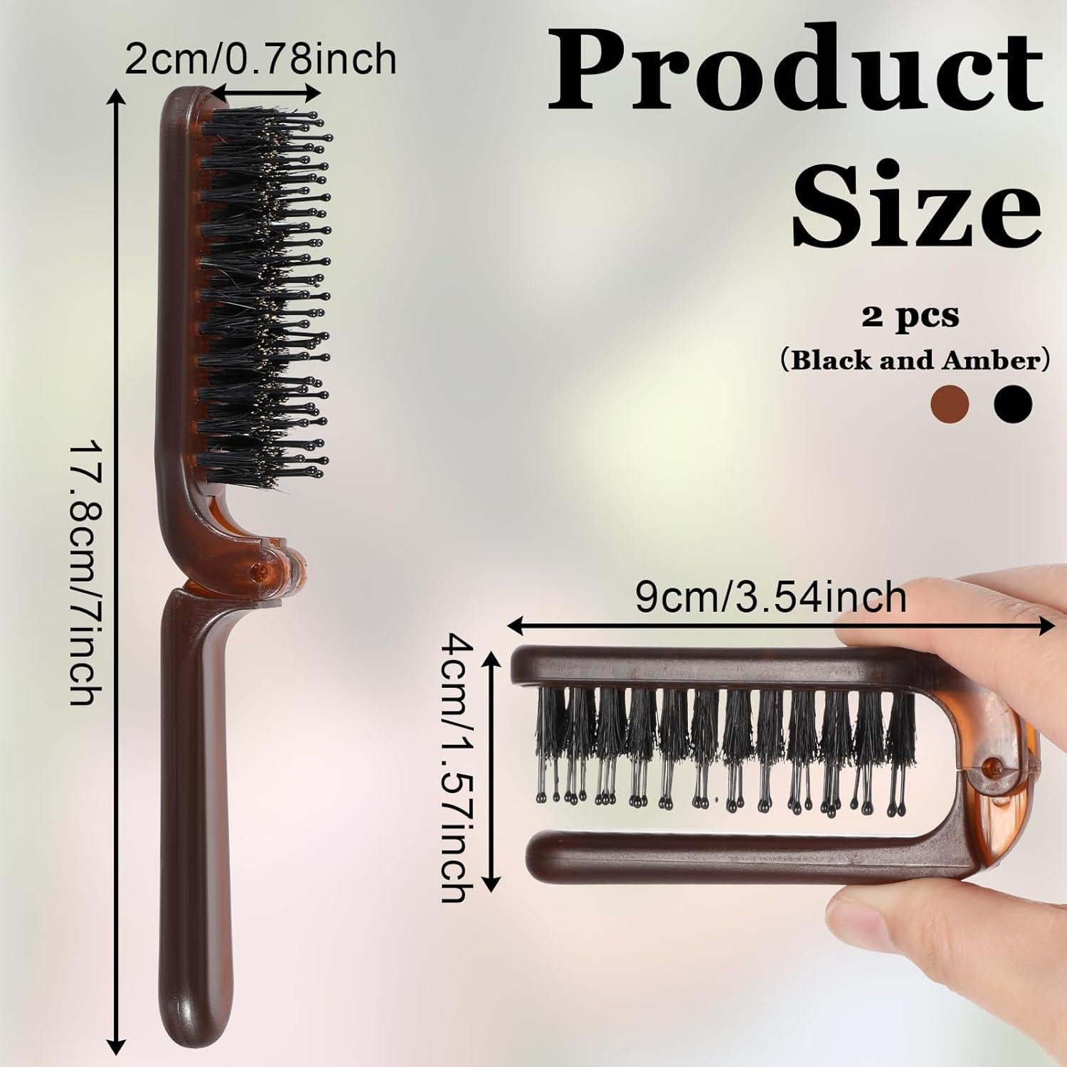 Cepillo Plegable de Cerda de Jabalí IANFAN - 2 Pcs Viaje