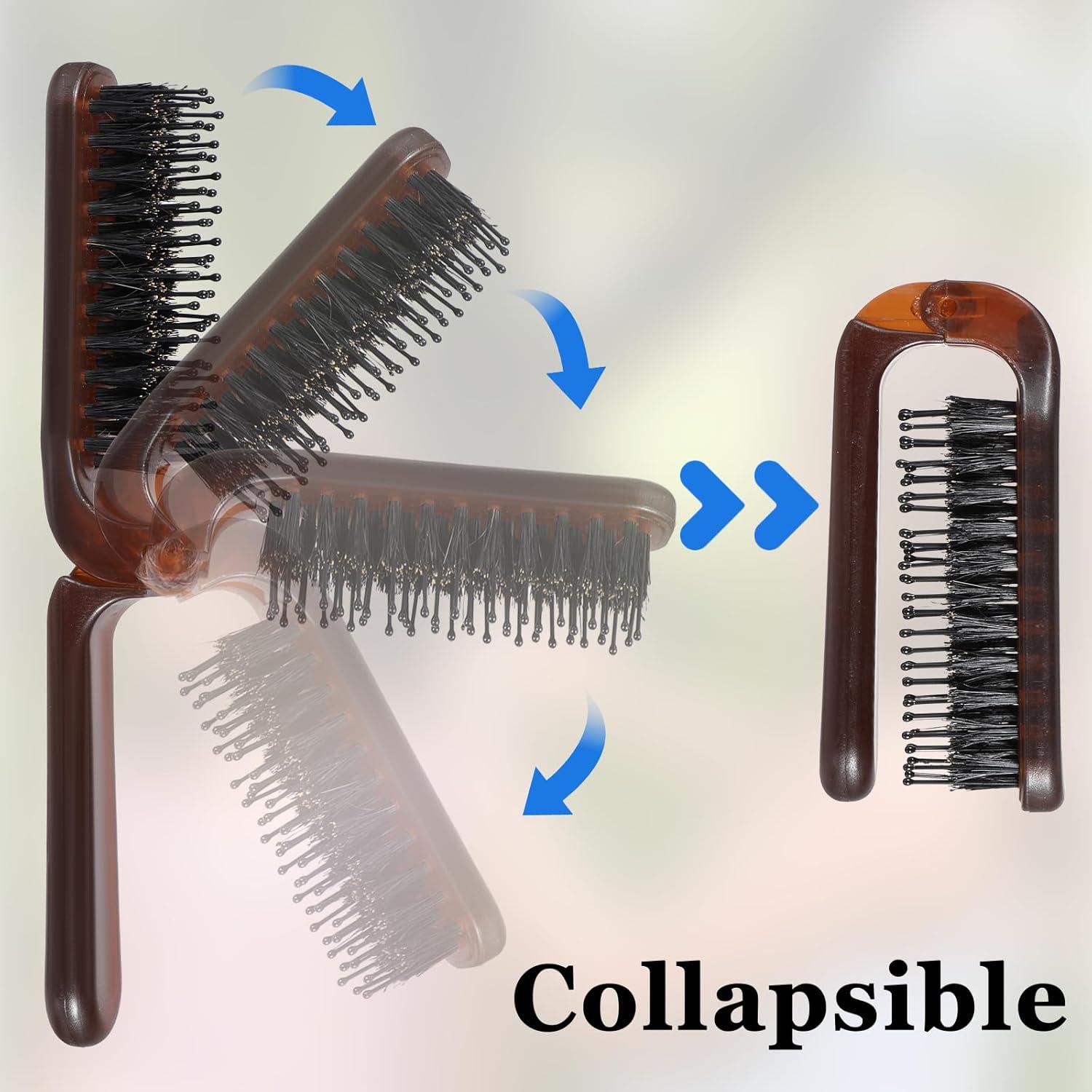 Cepillo Plegable de Cerda de Jabalí IANFAN - 2 Pcs Viaje