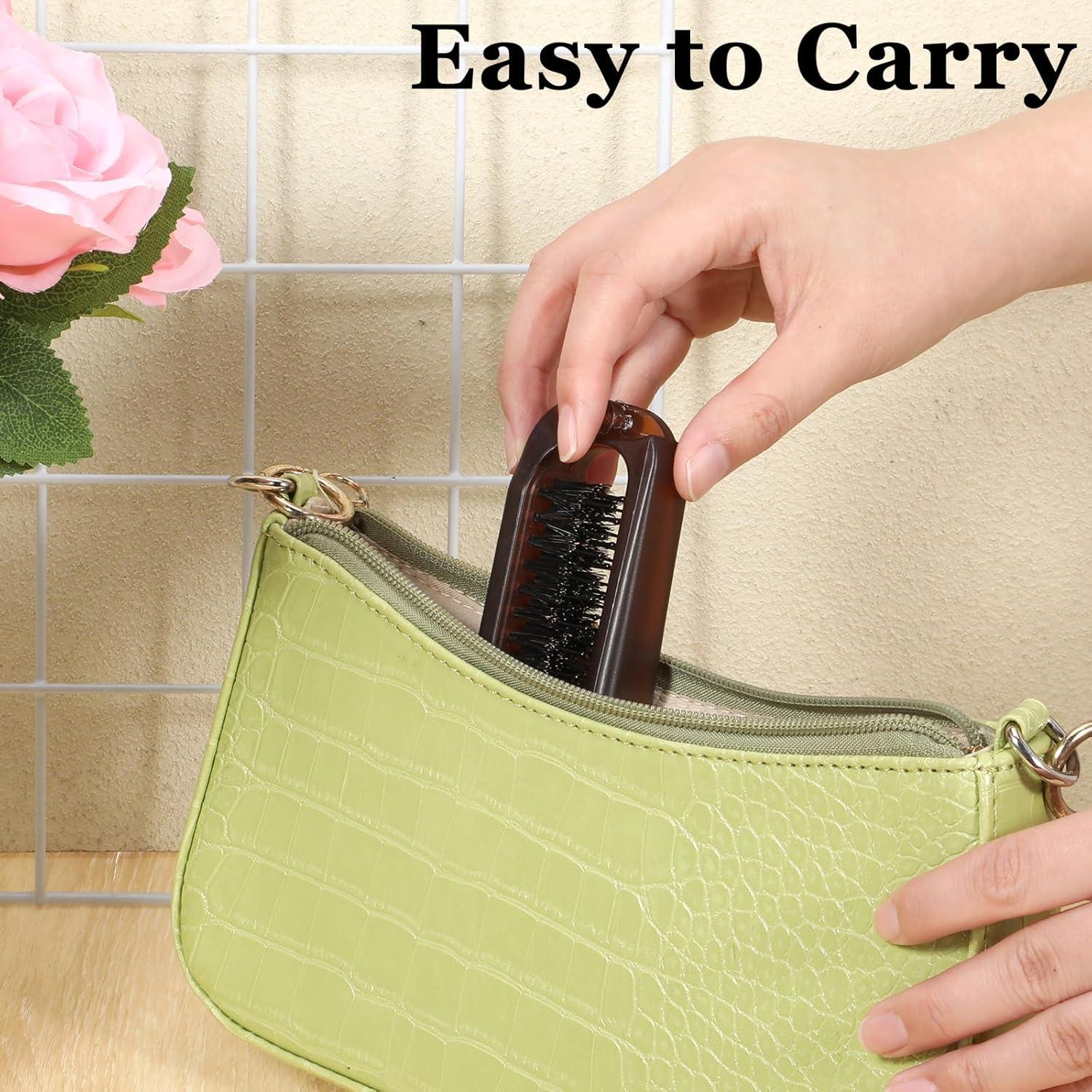 Cepillo Plegable de Cerda de Jabalí IANFAN - 2 Pcs Viaje