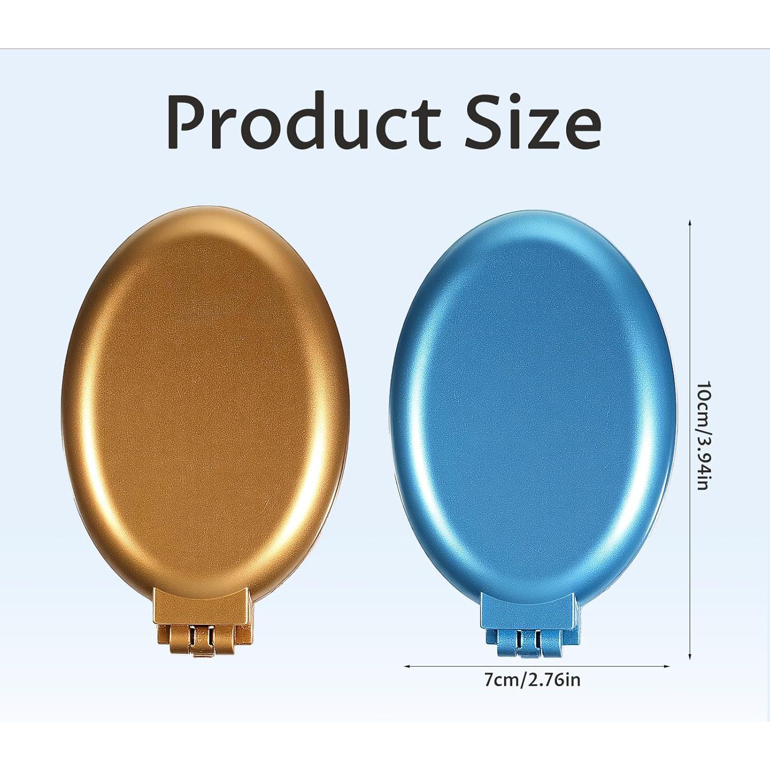 Cepillo de Pelo Plegable con Espejo Gtziqa 2 Pcs Mini Oro Azul