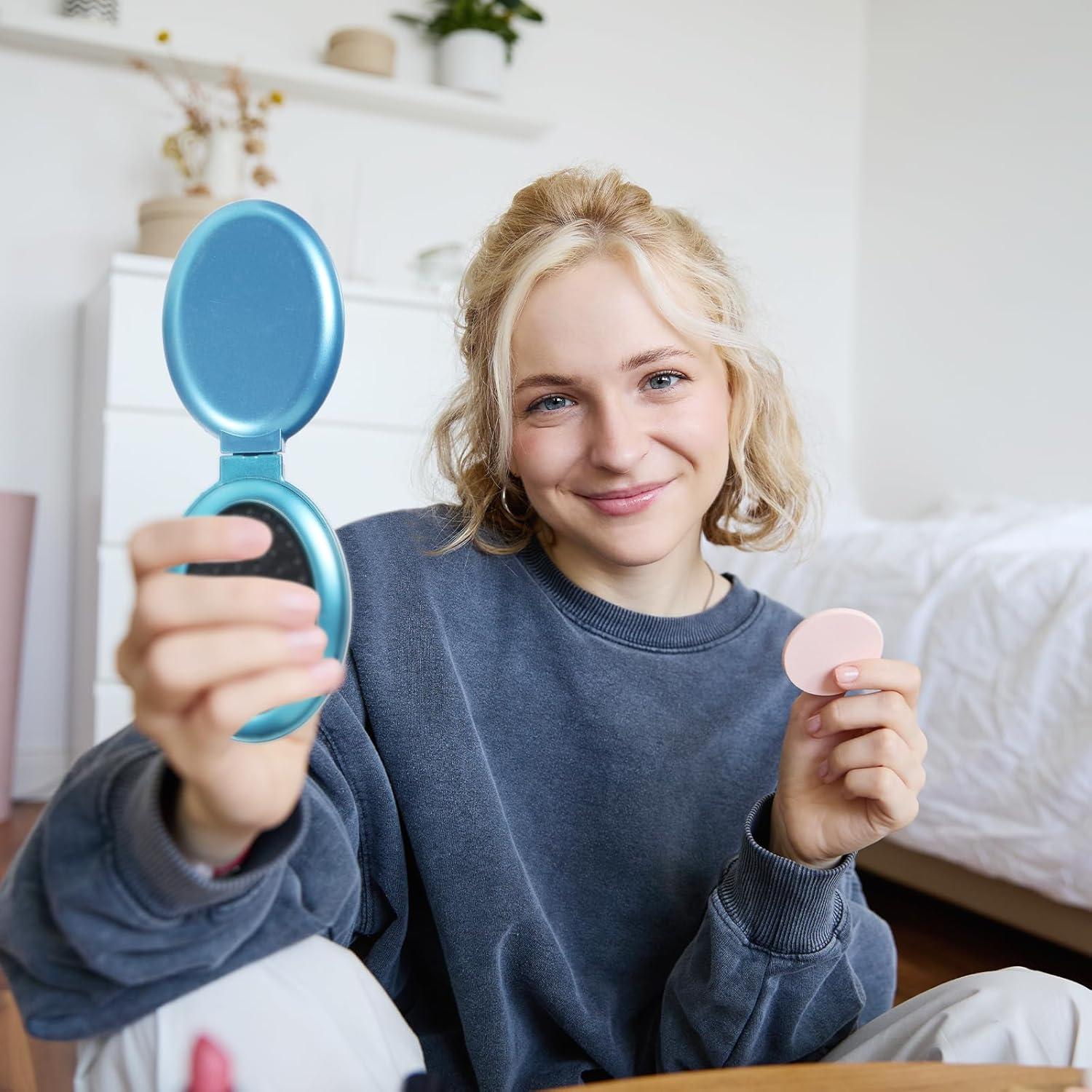 Cepillo de Pelo Plegable con Espejo Gtziqa 2 Pcs Mini Oro Azul