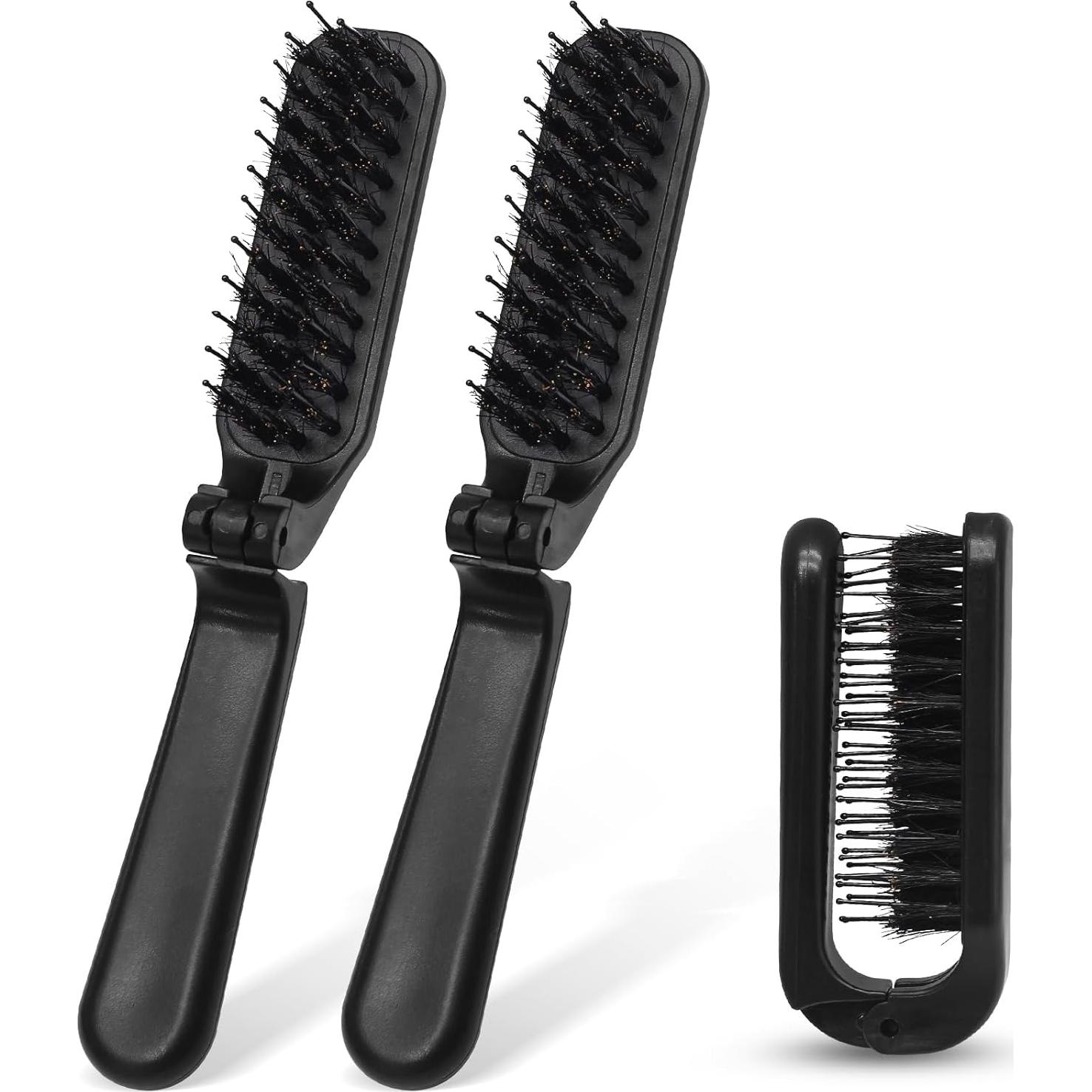 Paquete de 2 Cepillos de Pelo Plegables Qjaiune Negro
