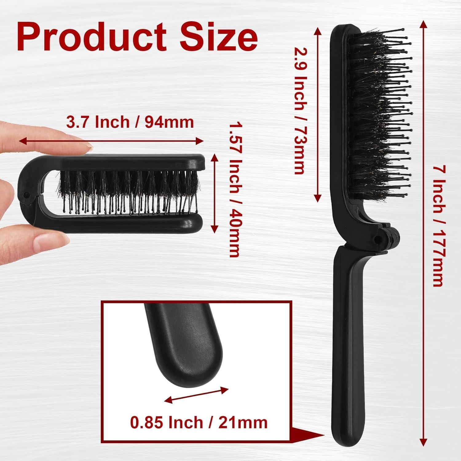 Paquete de 2 Cepillos de Pelo Plegables Qjaiune Negro