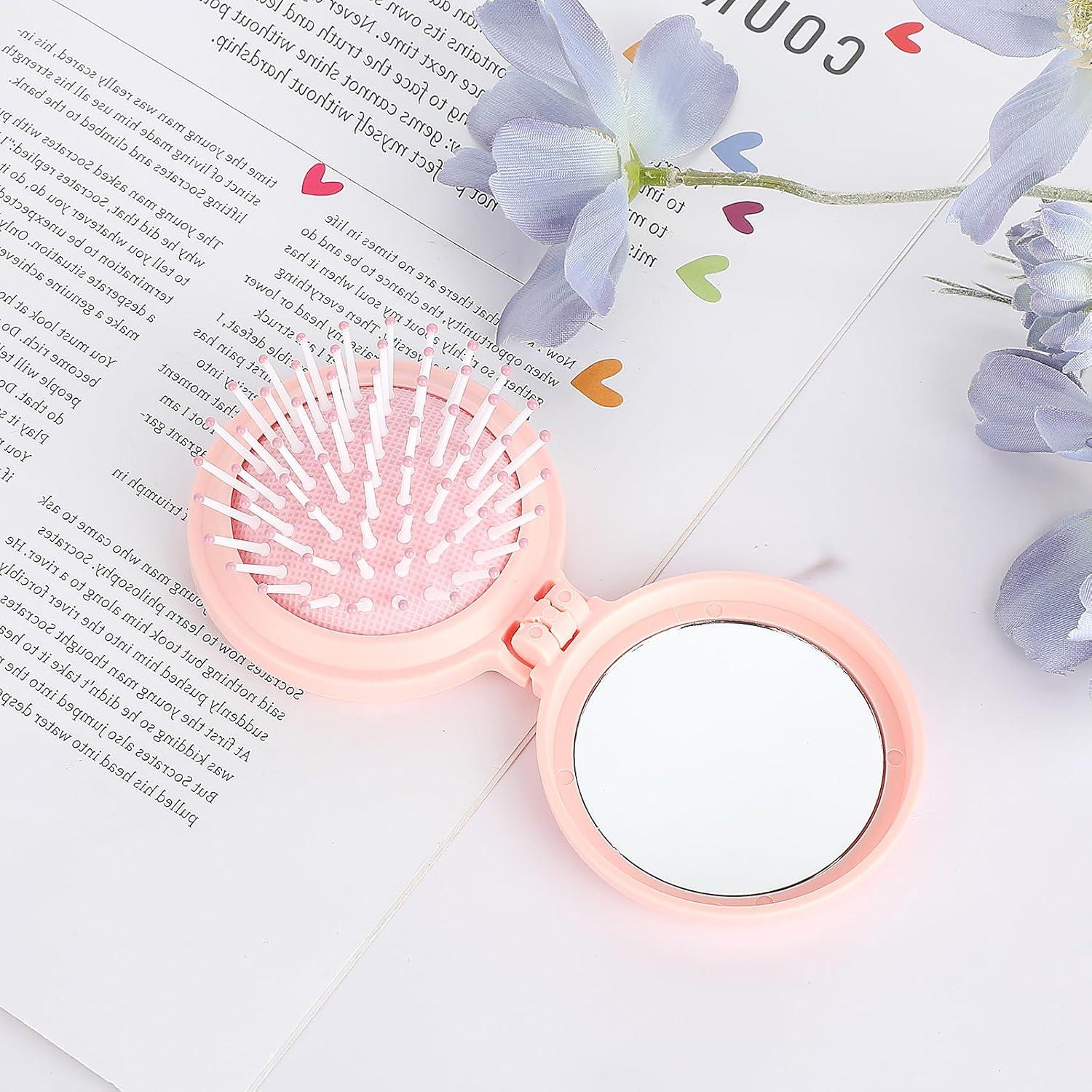 Cepillo Plegable con Espejo Gtziqa Rosa 13.8x6.5cm