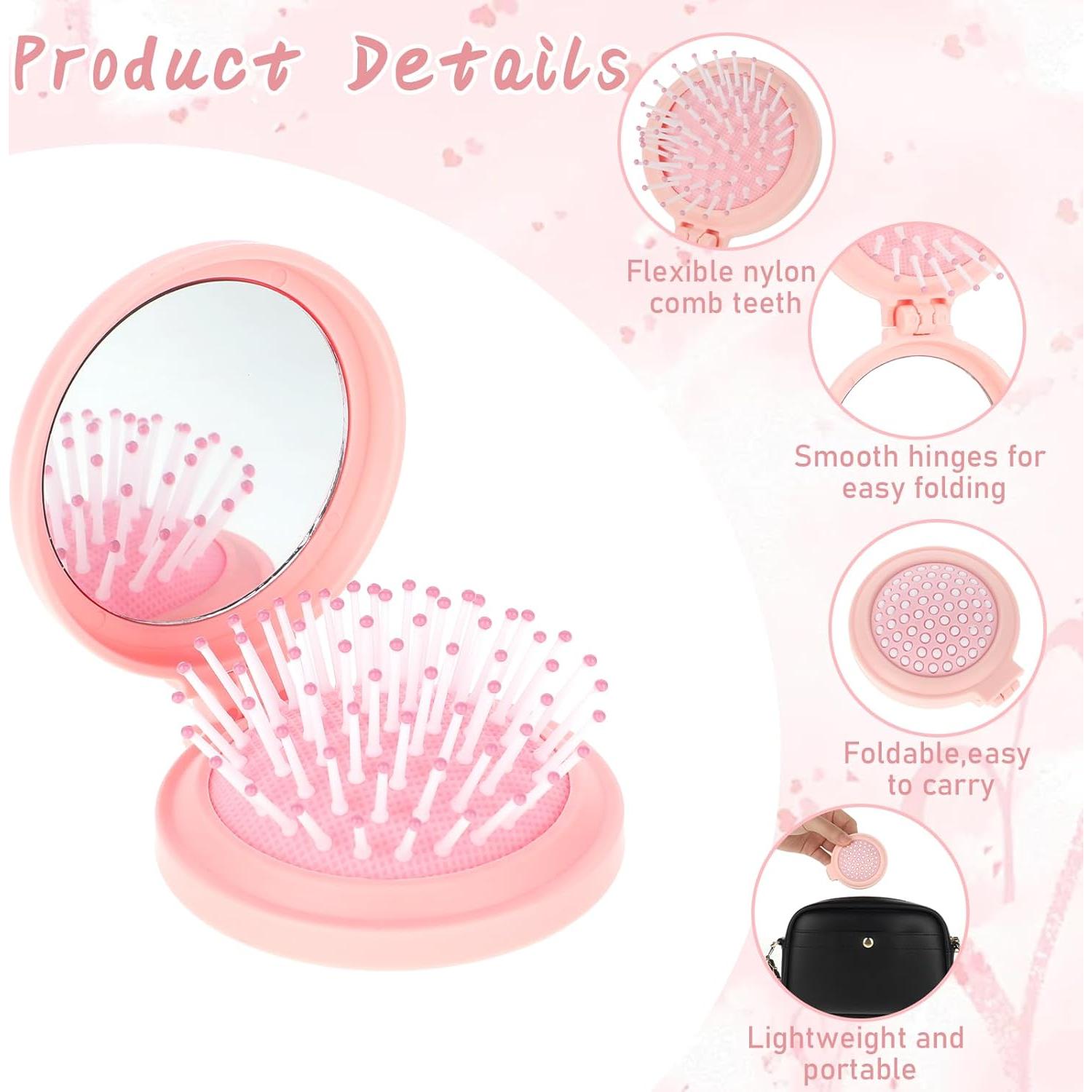 Cepillo Plegable con Espejo Gtziqa Rosa 13.8x6.5cm