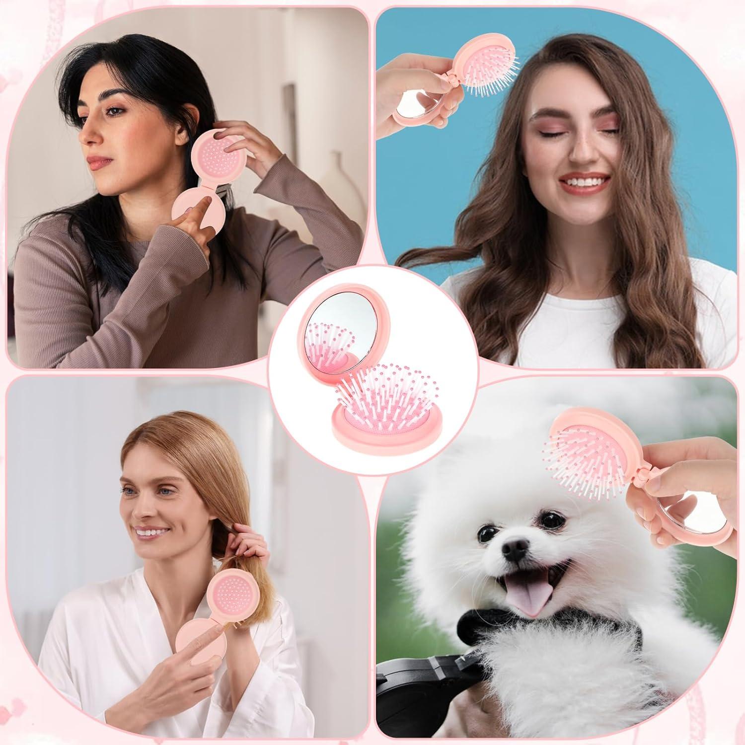 Cepillo Plegable con Espejo Gtziqa Rosa 13.8x6.5cm