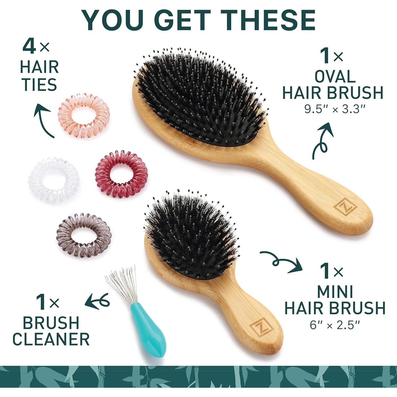 Juego de cepillos para el cabello Zollo con cerdas de jabalí