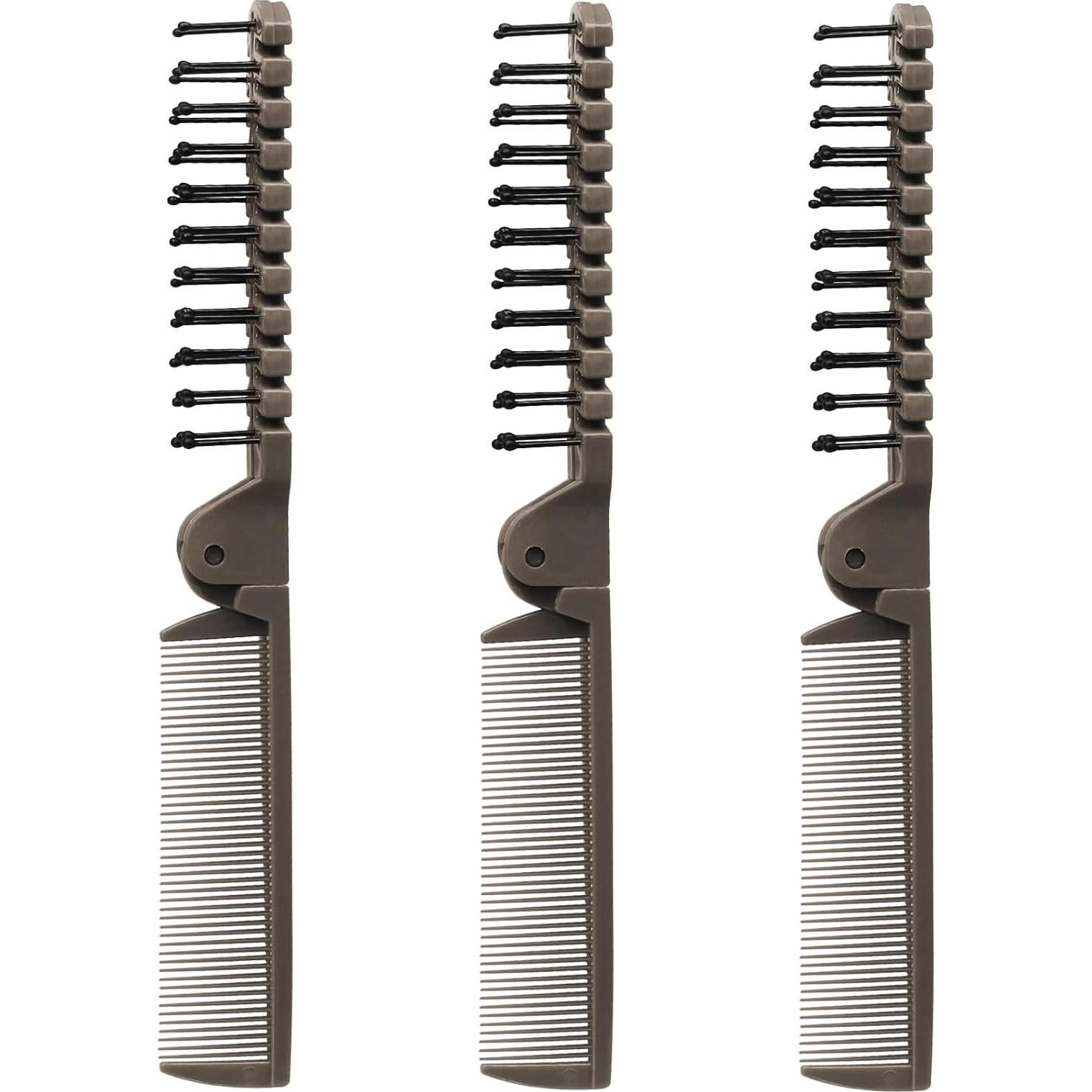 3 Piezas Cepillo Plegable de Viaje Qjaiune Antiestático Café