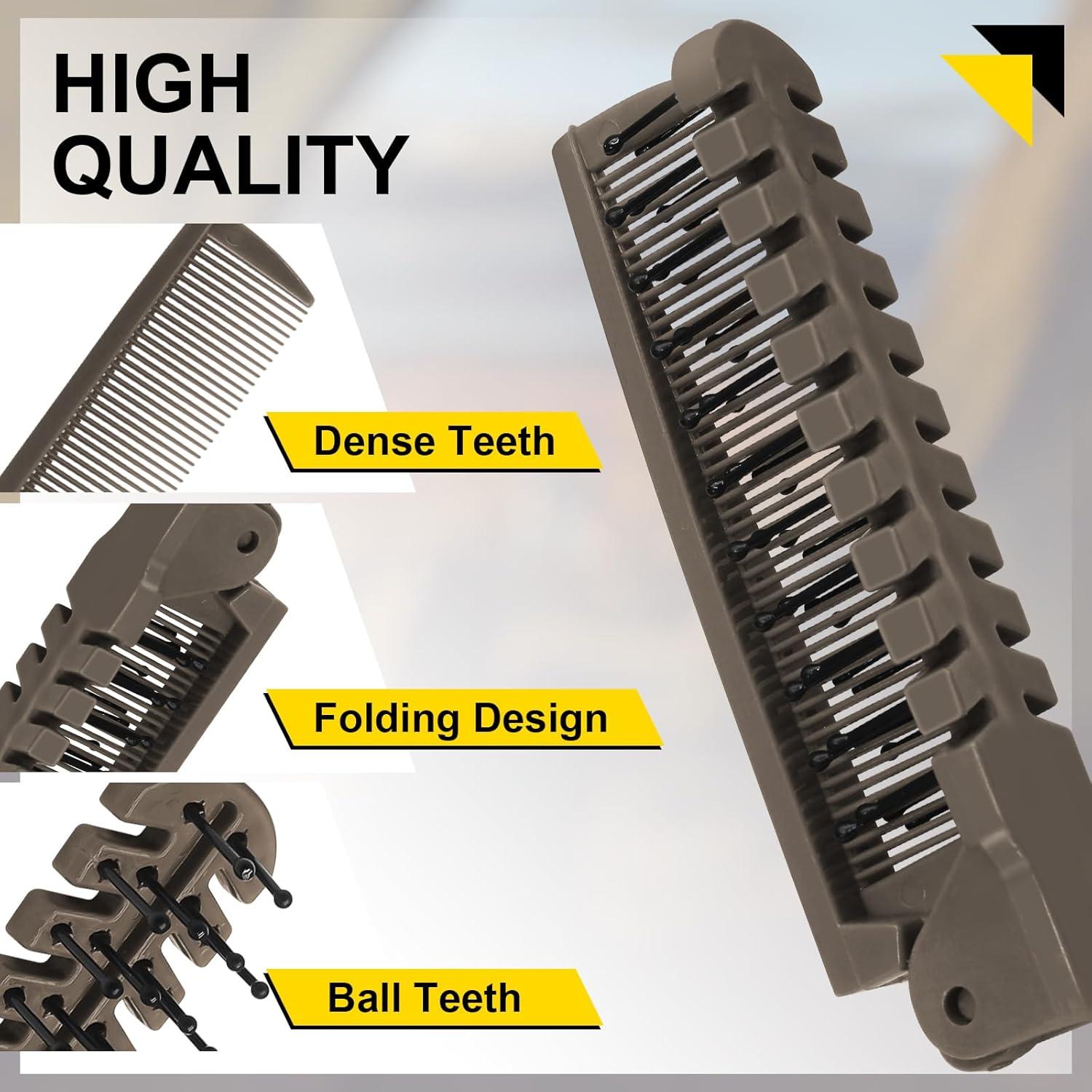 3 Piezas Cepillo Plegable de Viaje Qjaiune Antiestático Café