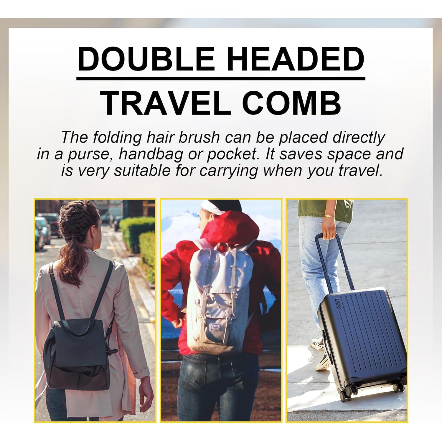 3 Piezas Cepillo Plegable de Viaje Qjaiune Antiestático Café