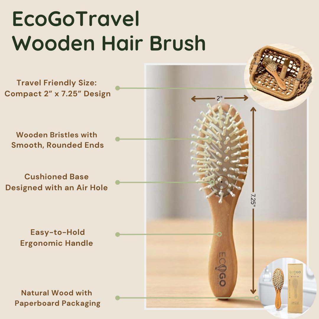 Cepillo de Pelo de Madera EcoGoTravel - Compacto y Ergonómico