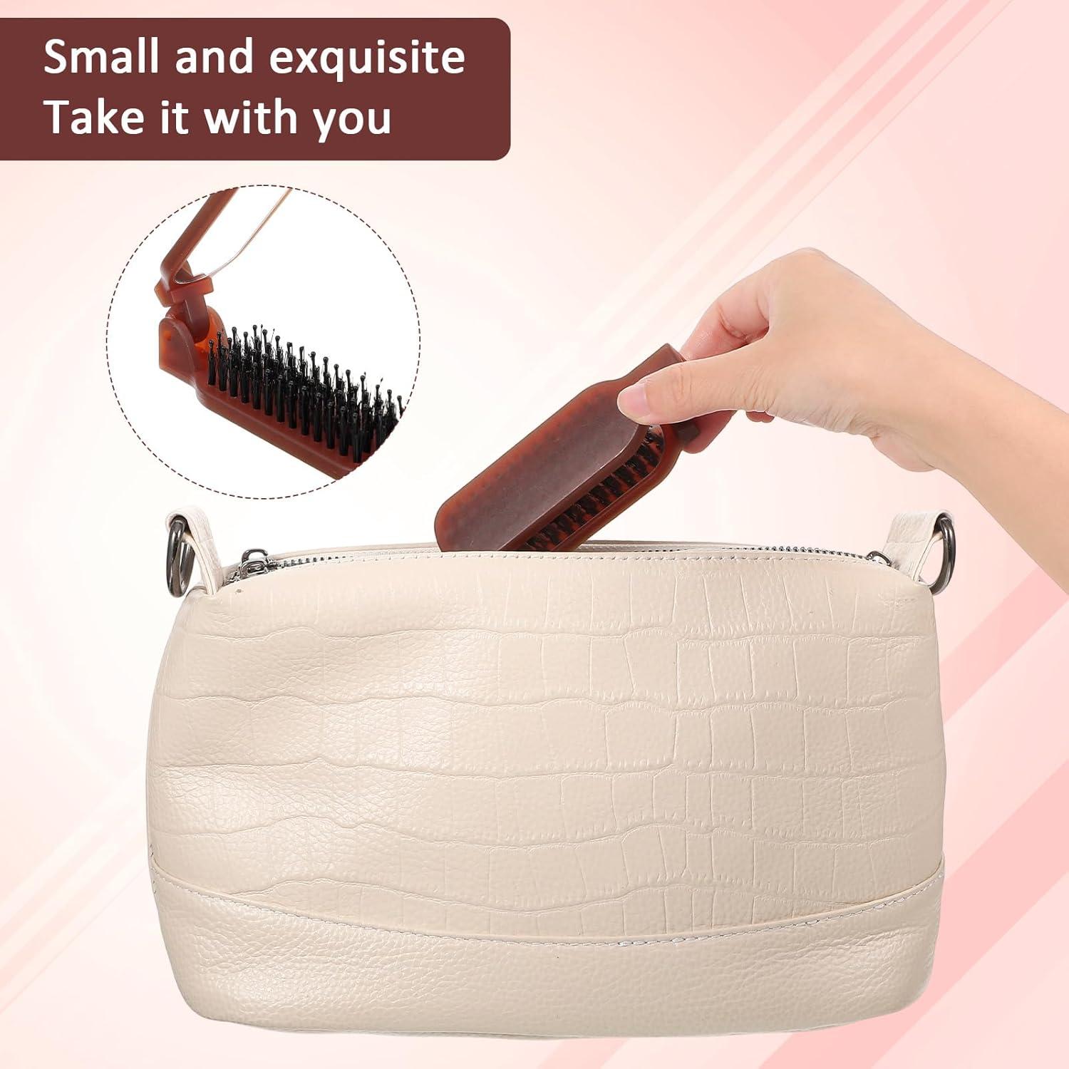 Cepillo de Pelo Plegable 2 Piezas Zyghjort con Espejo