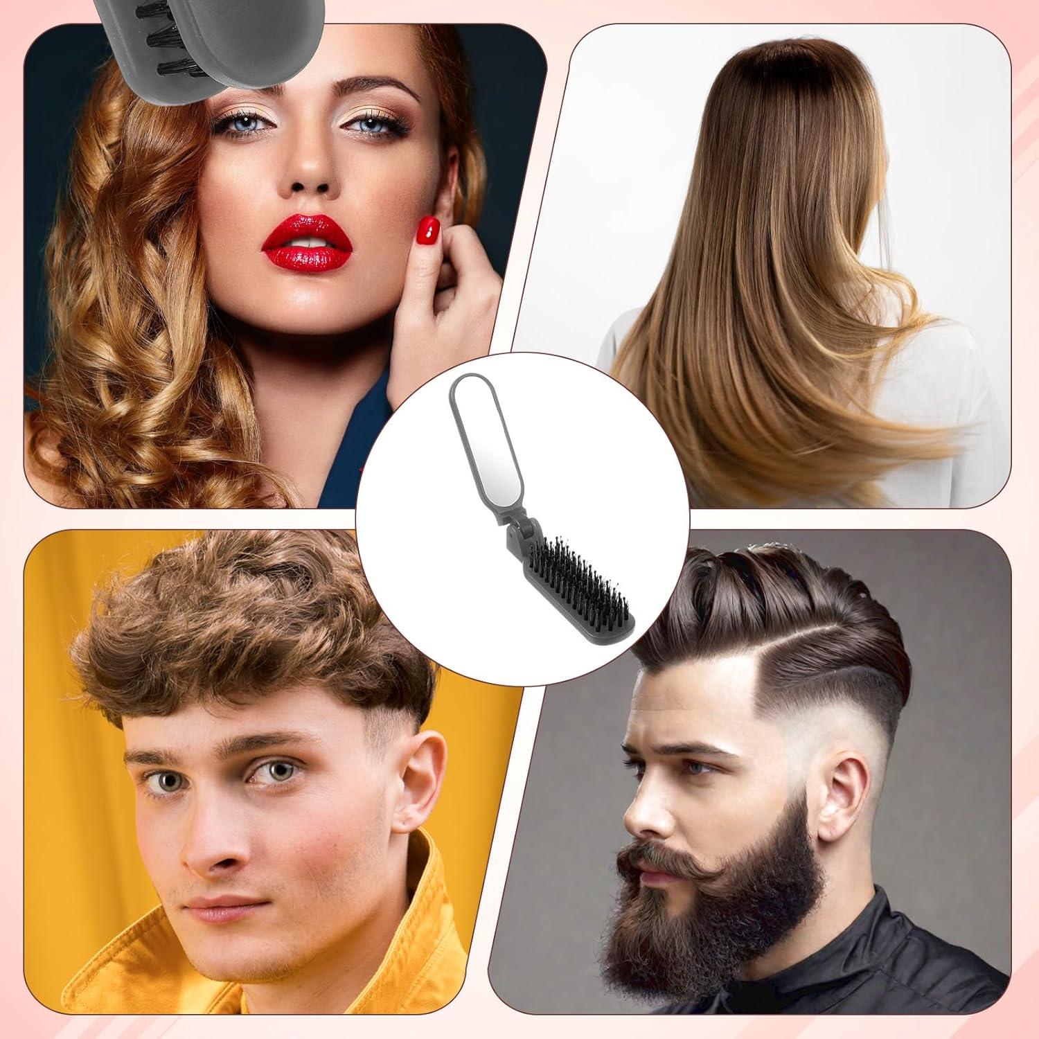 Cepillo de Pelo Plegable 2 Piezas Zyghjort con Espejo