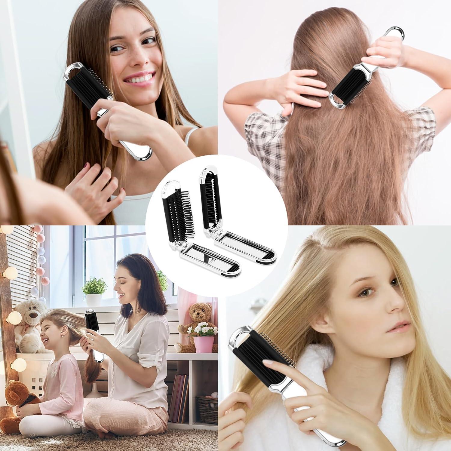 Cepillo de Pelo Plegable con Espejo Siutaga - 2 Pcs Mini