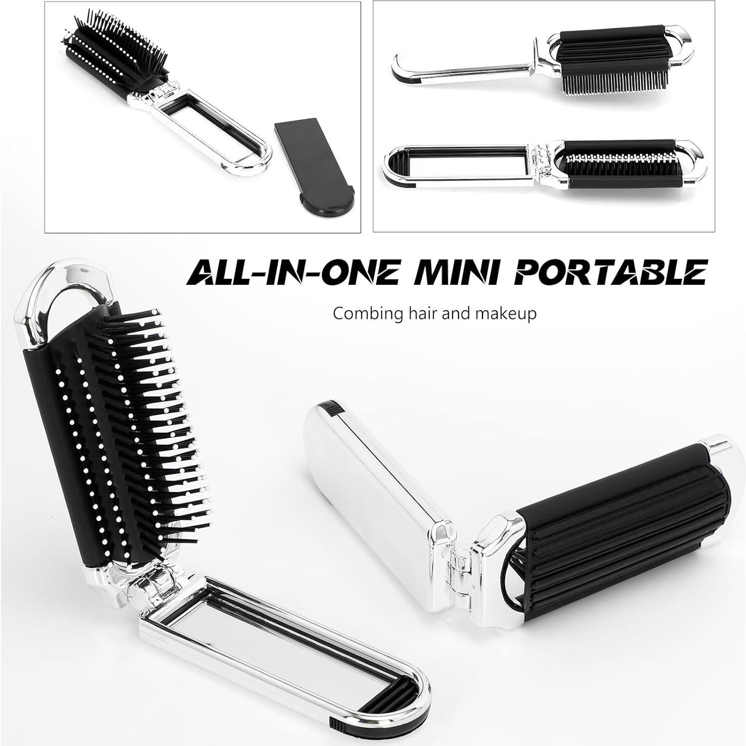 Cepillo de Pelo Plegable con Espejo Siutaga - 2 Pcs Mini