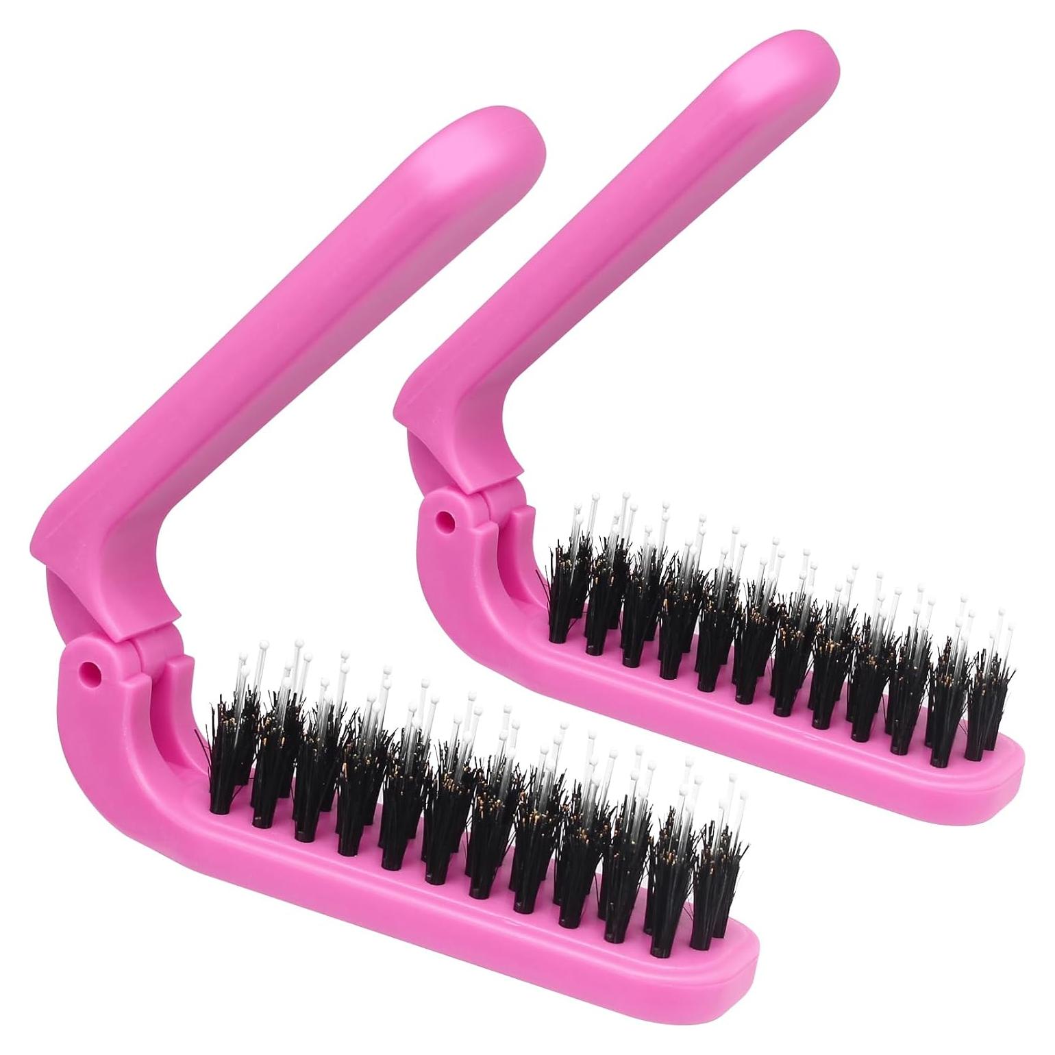 Paquete de 2 Cepillos de Pelo Plegables Qjaiune Rosa Brillante