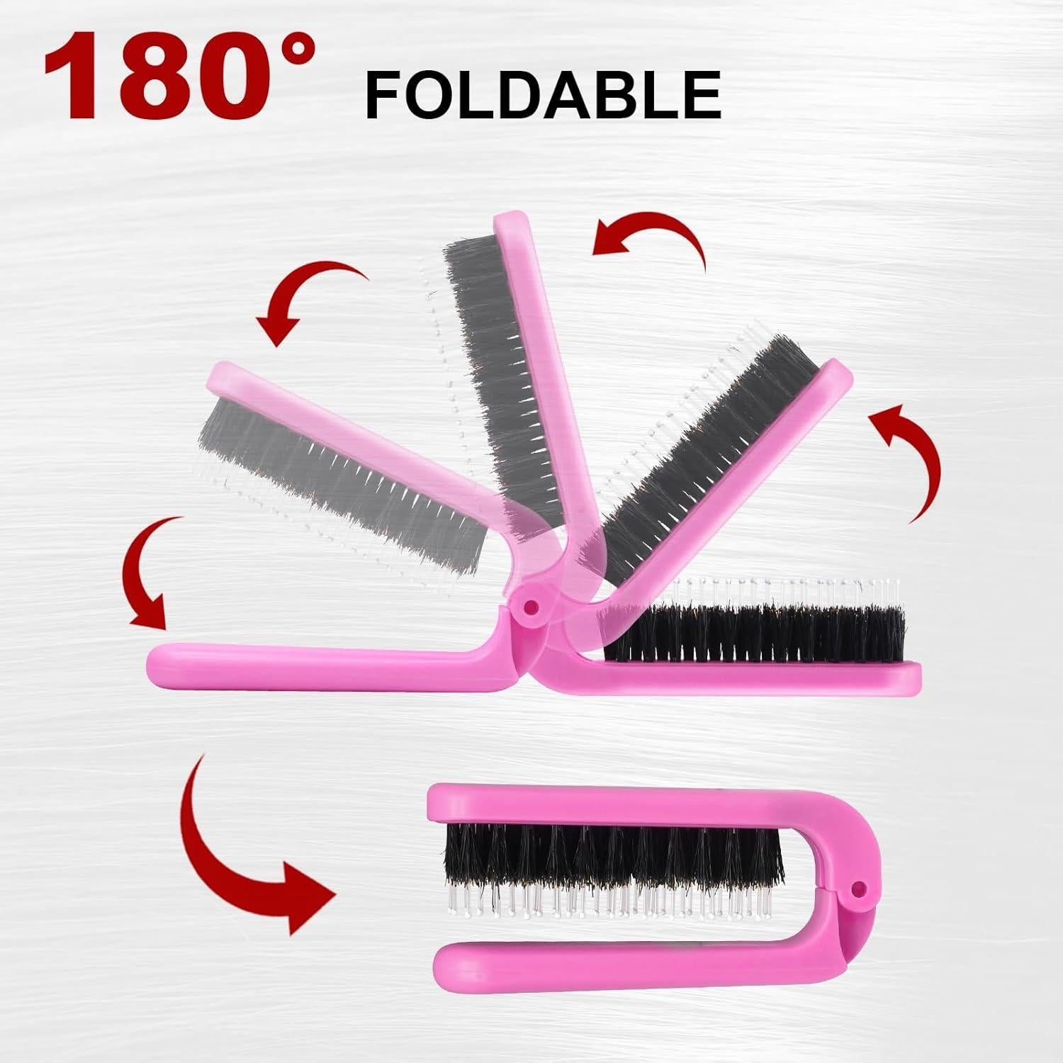 Paquete de 2 Cepillos de Pelo Plegables Qjaiune Rosa Brillante