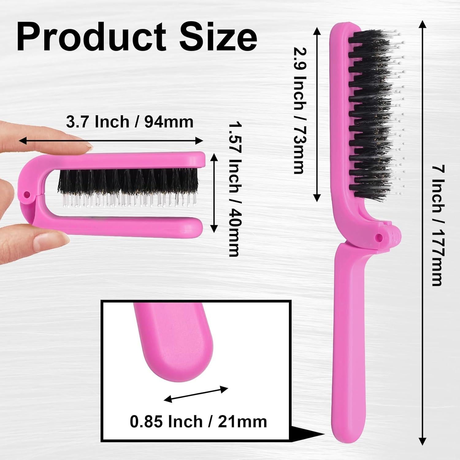 Paquete de 2 Cepillos de Pelo Plegables Qjaiune Rosa Brillante