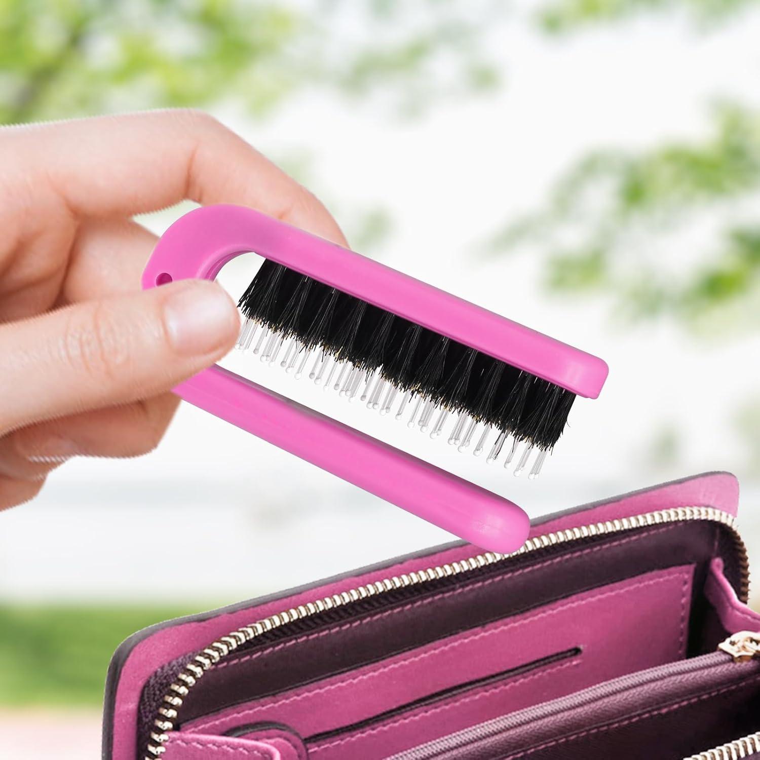 Paquete de 2 Cepillos de Pelo Plegables Qjaiune Rosa Brillante