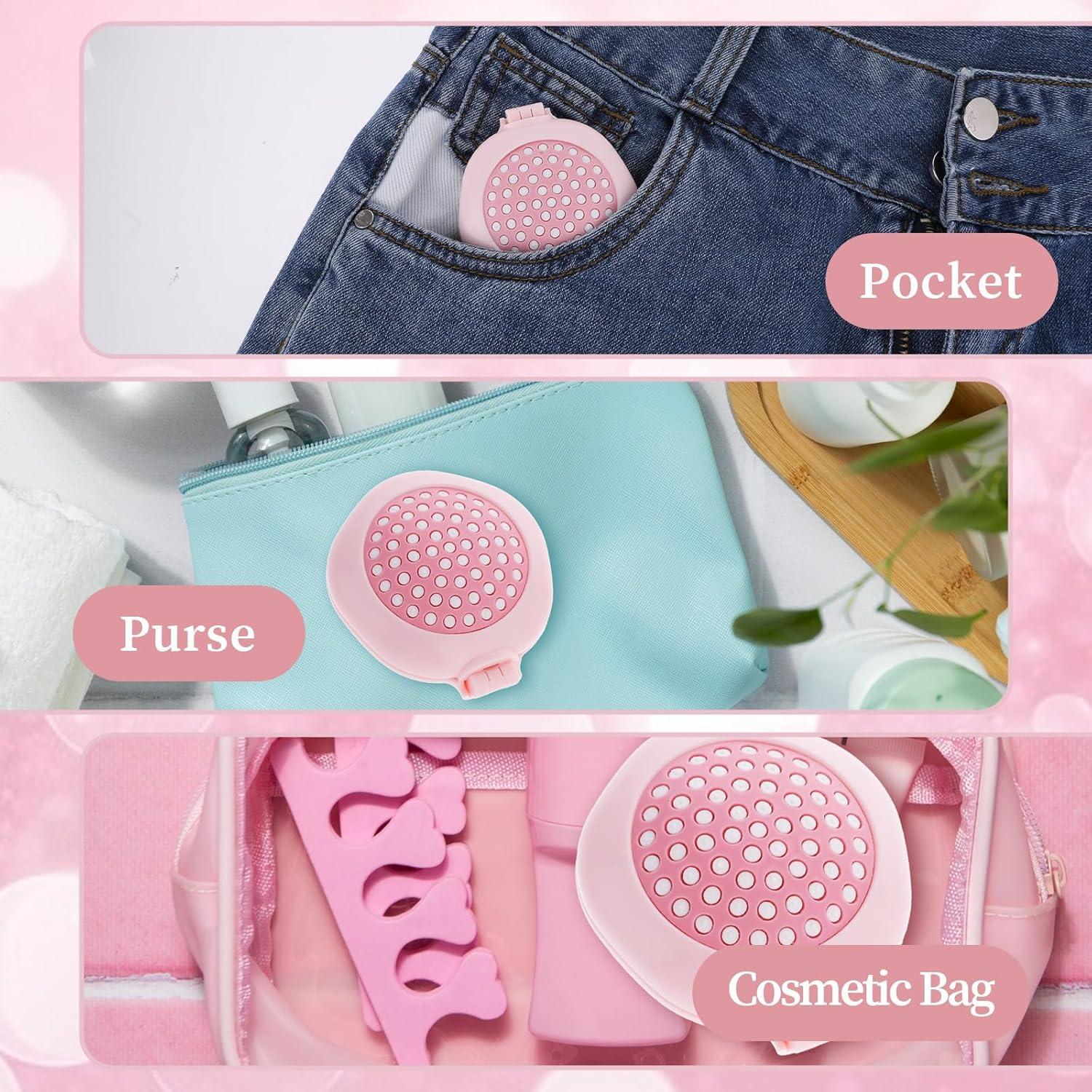 Cepillo de cabello compacto con espejo Josojoou rosa 7.54x2.75cm