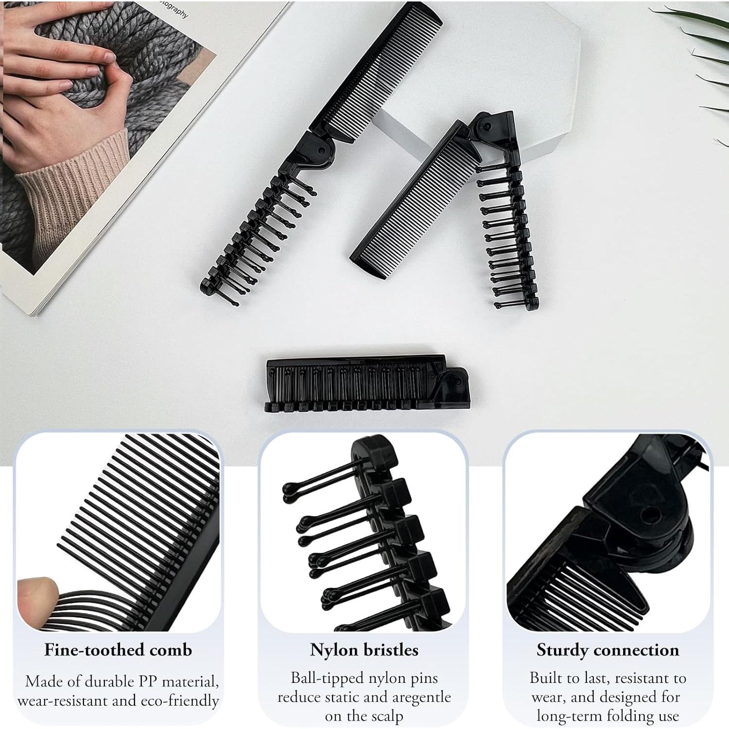 Juego de Cepillos de Pelo Plegables Zoolinn 3 PZS Negro