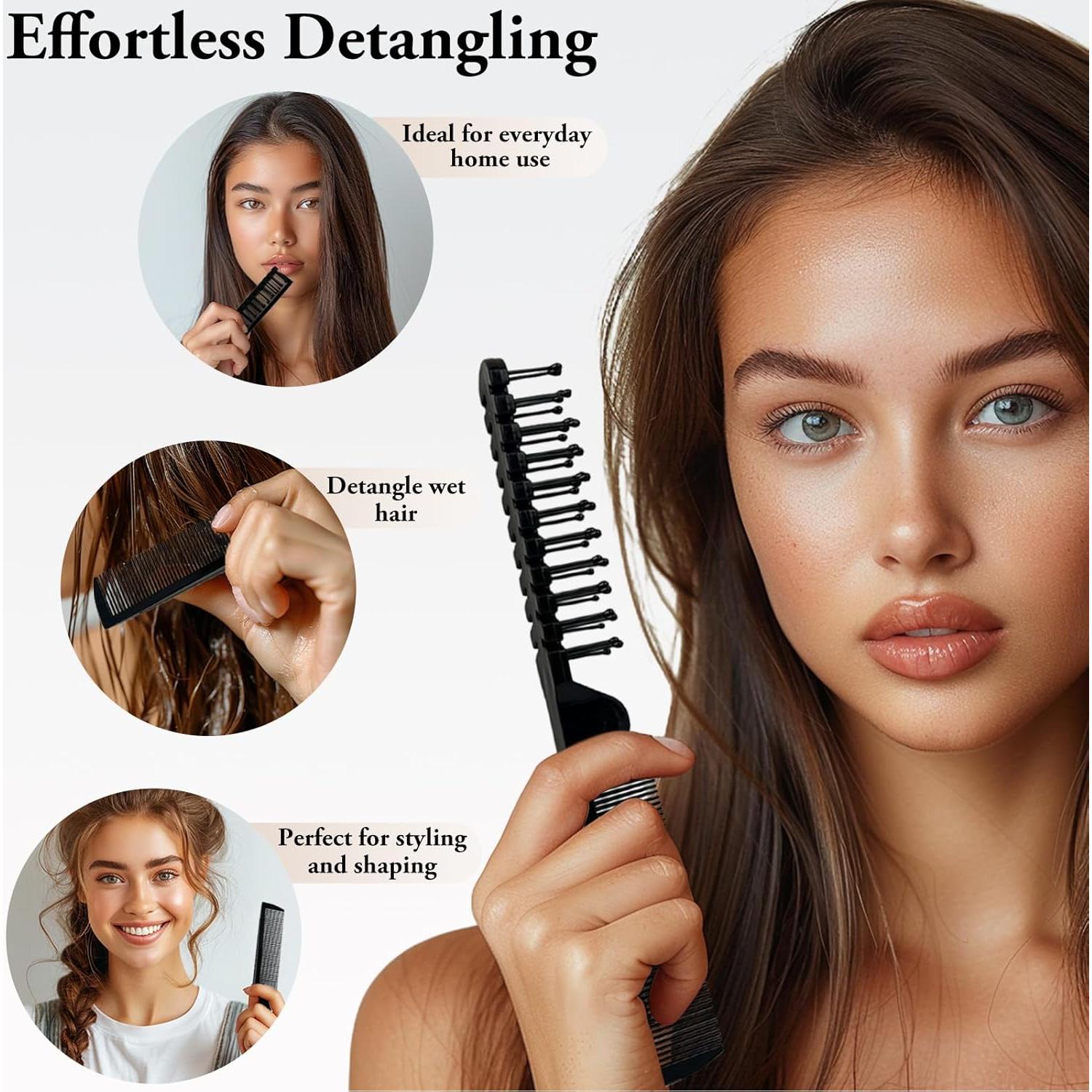 Juego de Cepillos de Pelo Plegables Zoolinn 3 PZS Negro