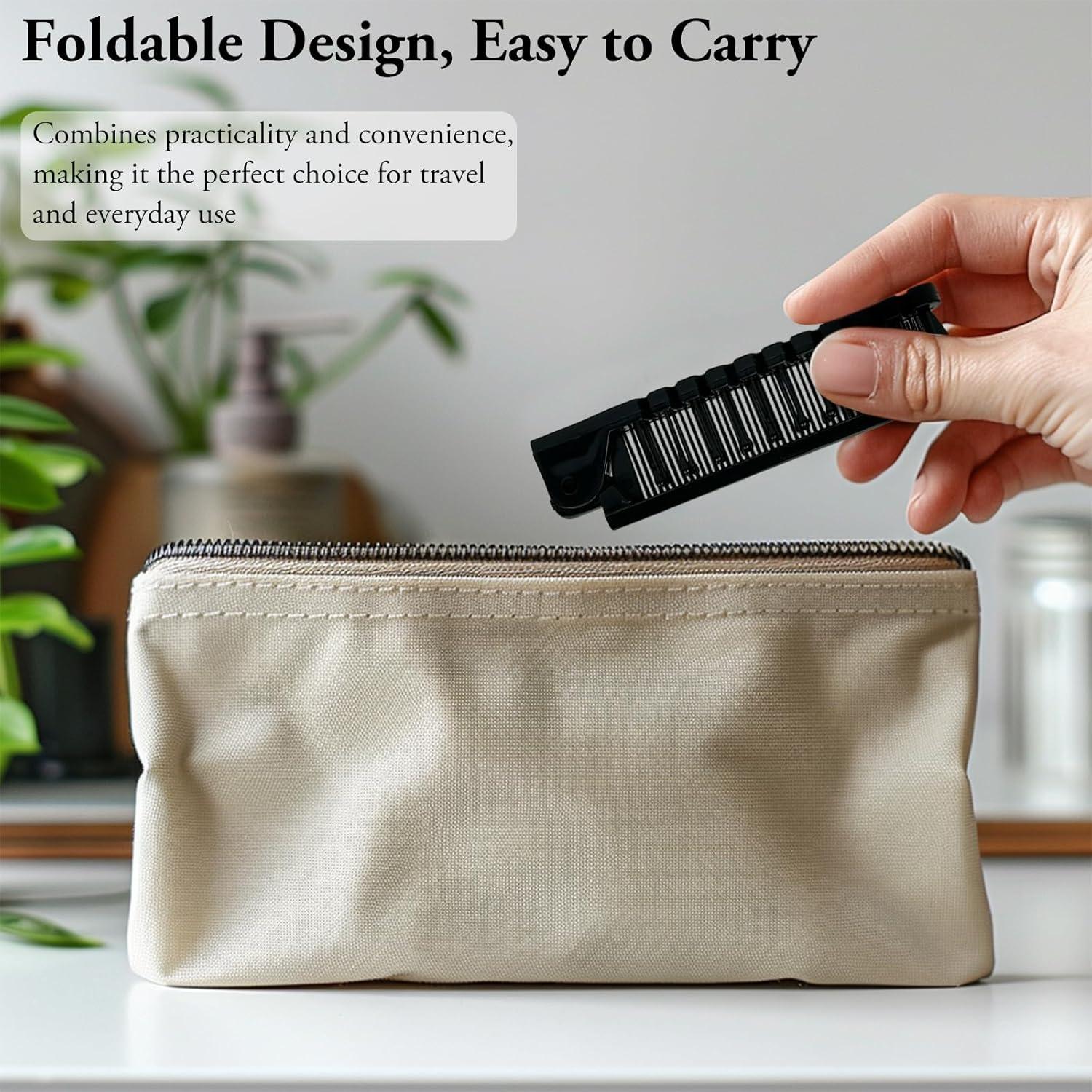 Juego de Cepillos de Pelo Plegables Zoolinn 3 PZS Negro