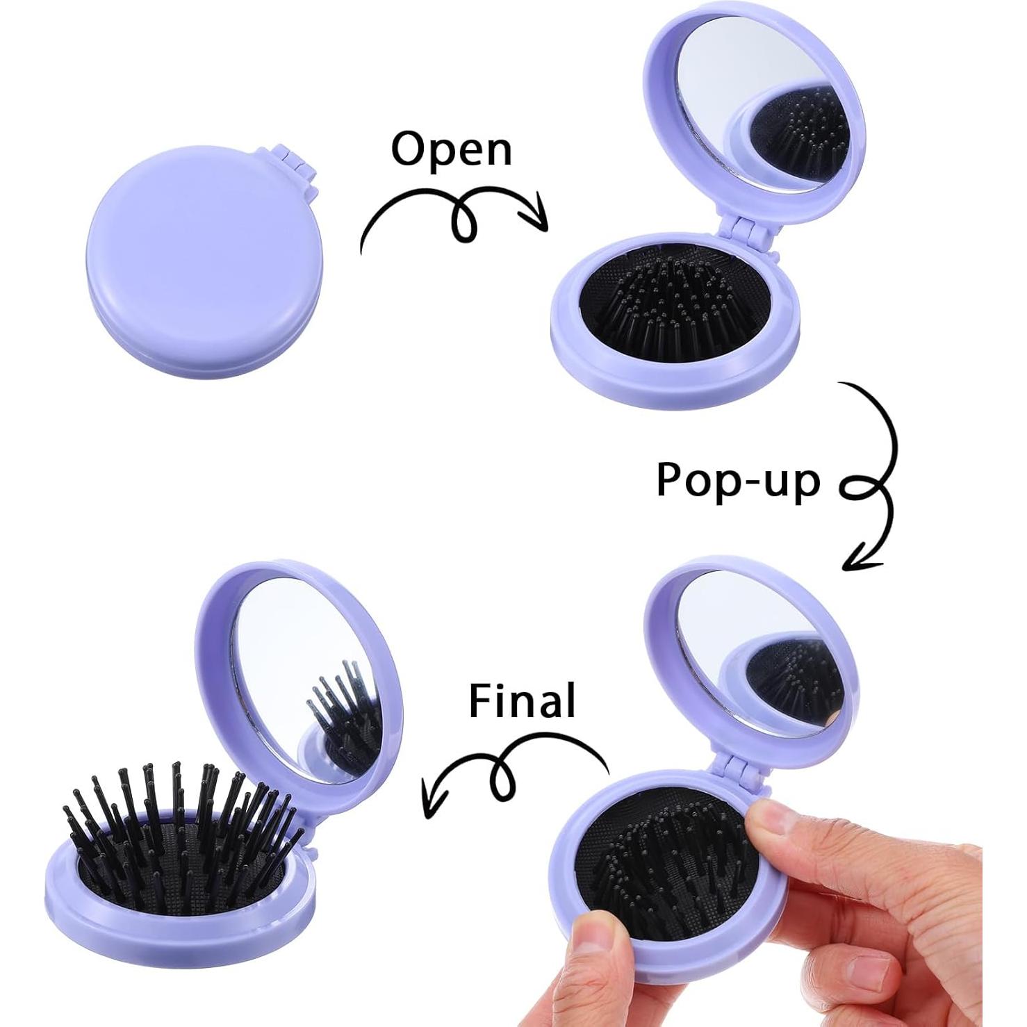 Juego de 4 Cepillos de Cabello Plegables con Espejo Wanmu