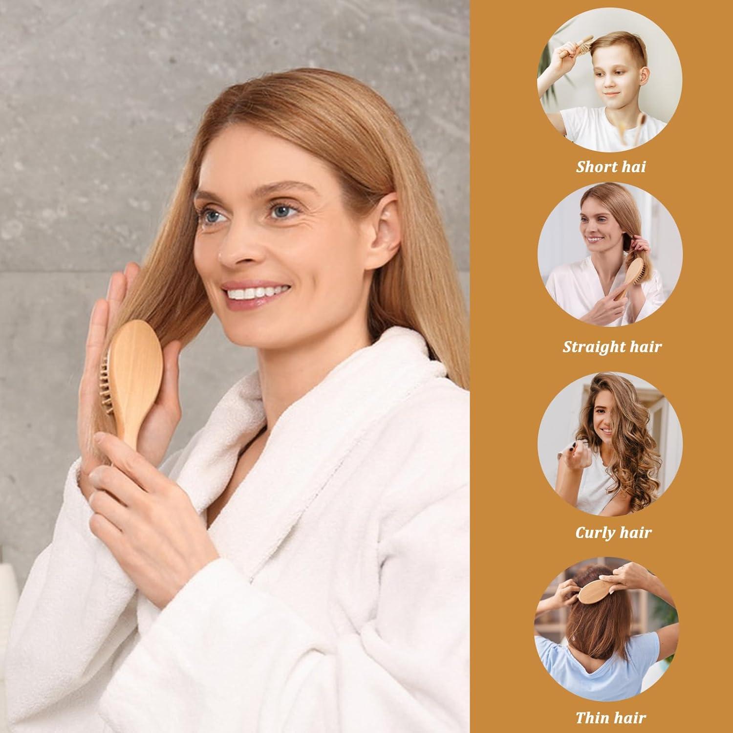 Set de 2 Mini Cepillos de Bambú DOPENSPI para Cabello