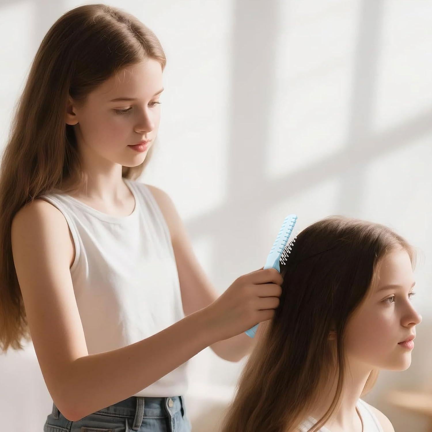 10 Cepillos de Pelo Plegables Etenpo Rosa y Azul Viaje