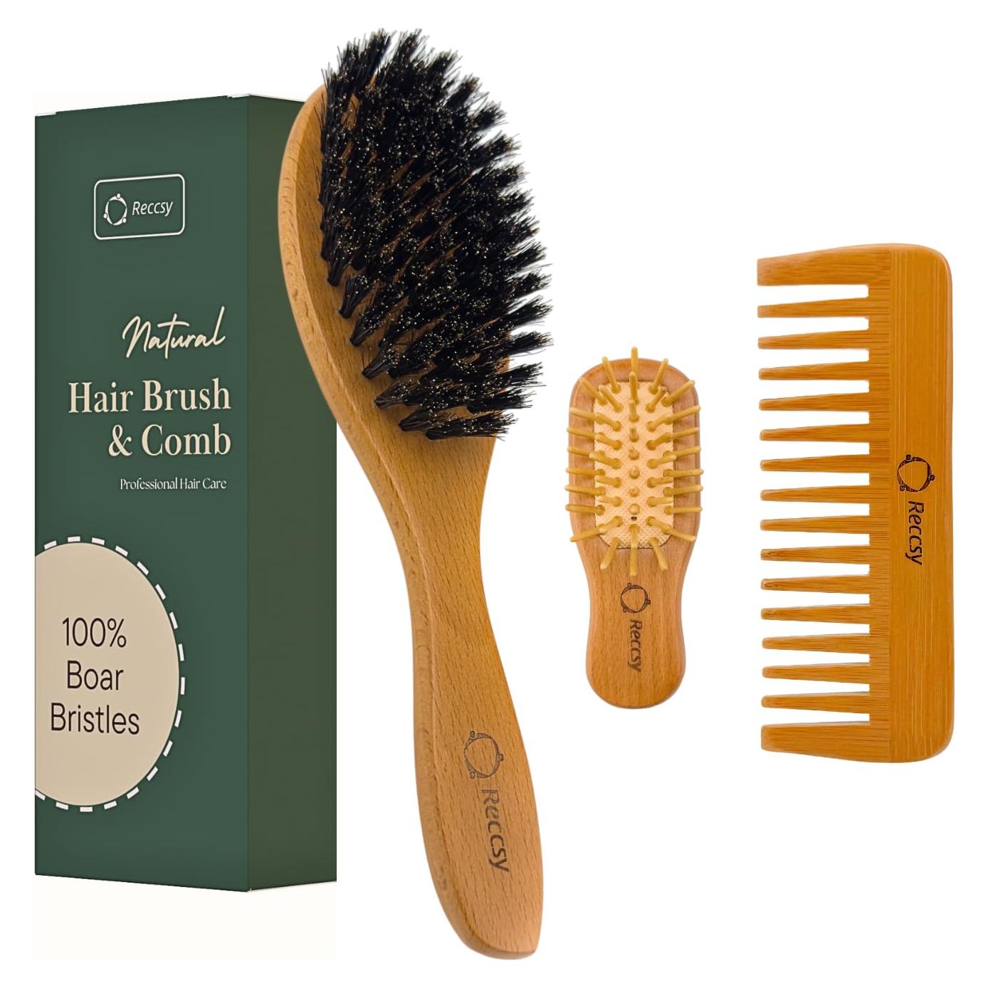 Juego de Cepillos de Cerdas de Jabalí Recurecare - 3 Piezas