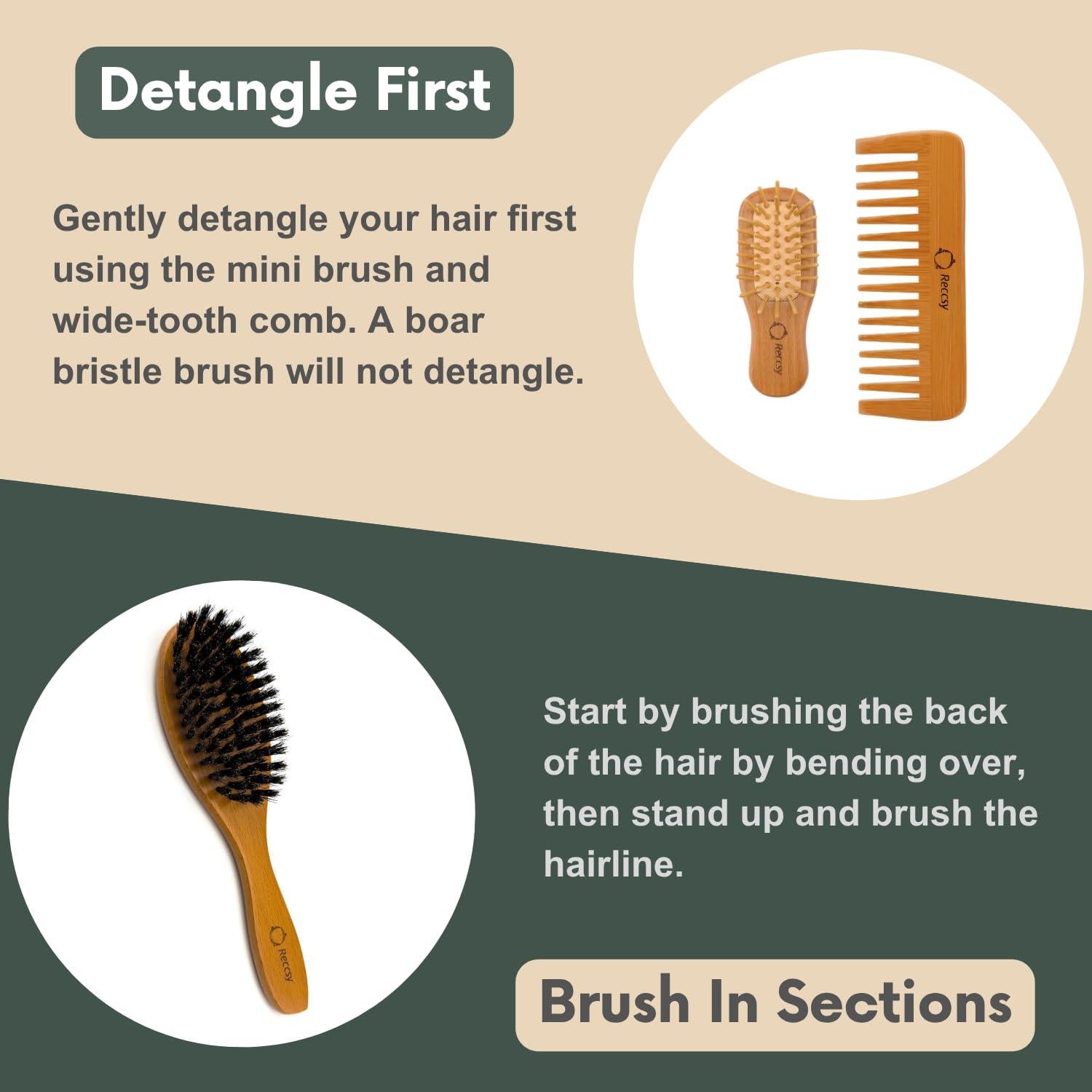 Juego de Cepillos de Cerdas de Jabalí Recurecare - 3 Piezas