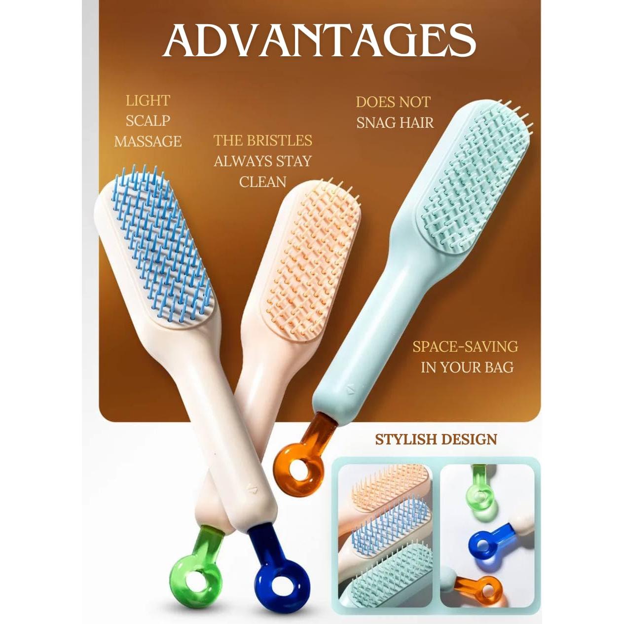 Cepillo de Cabello Autolimpiante Hangzhou Muxi Blanco 22.86cm