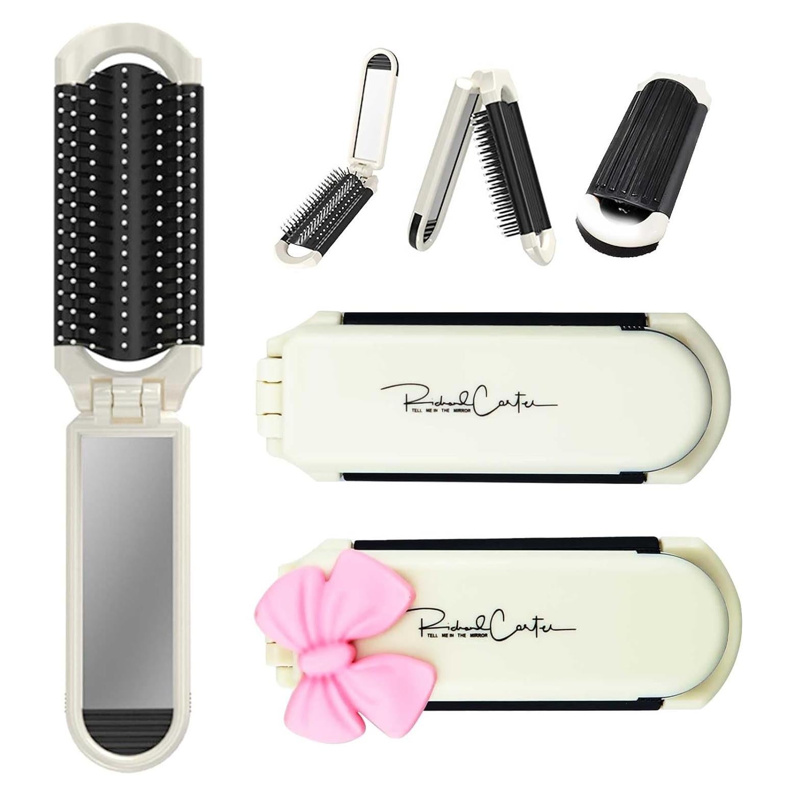 Paquete de 2 Cepillos de Cabello Plegables FSZMan con Espejo