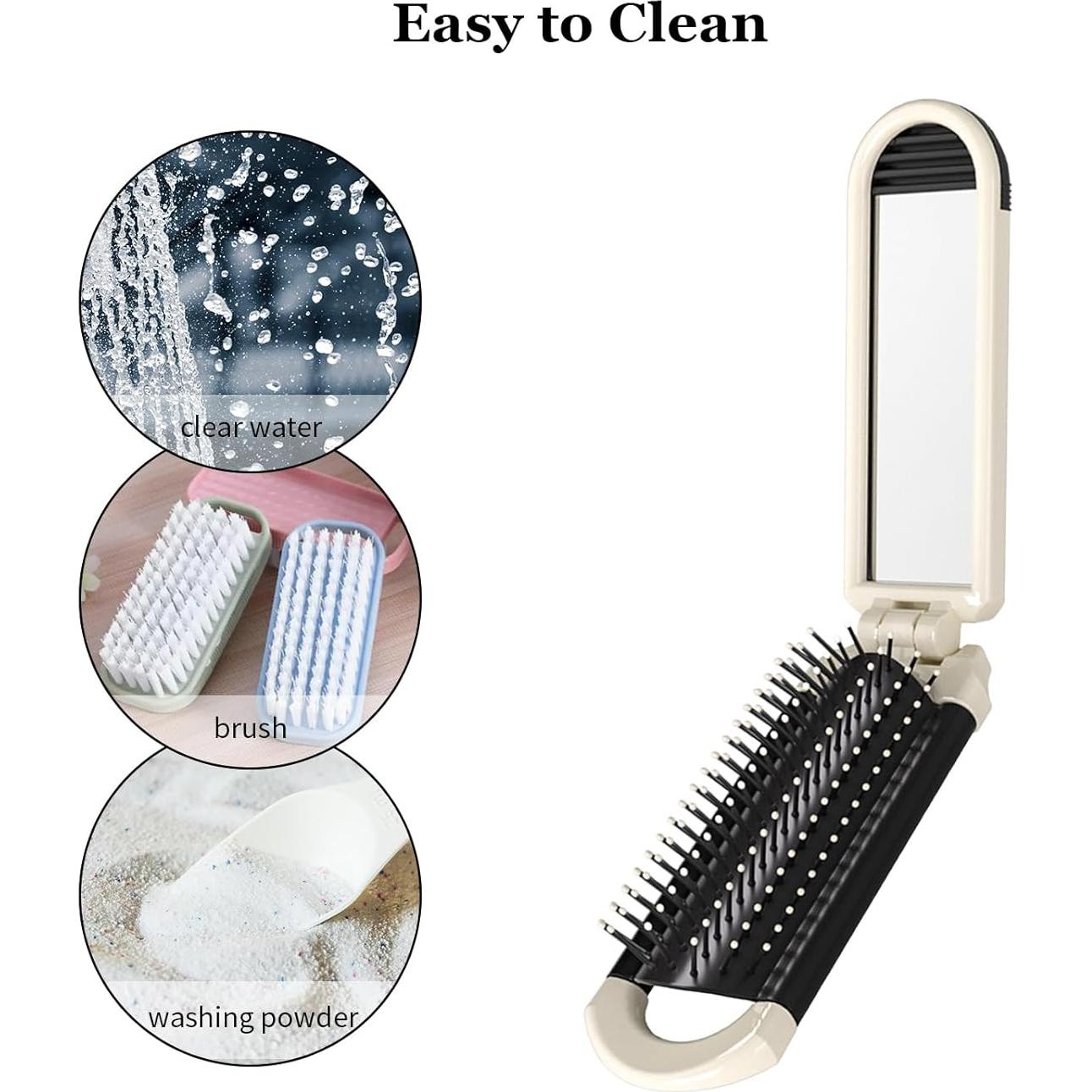 Paquete de 2 Cepillos de Cabello Plegables FSZMan con Espejo