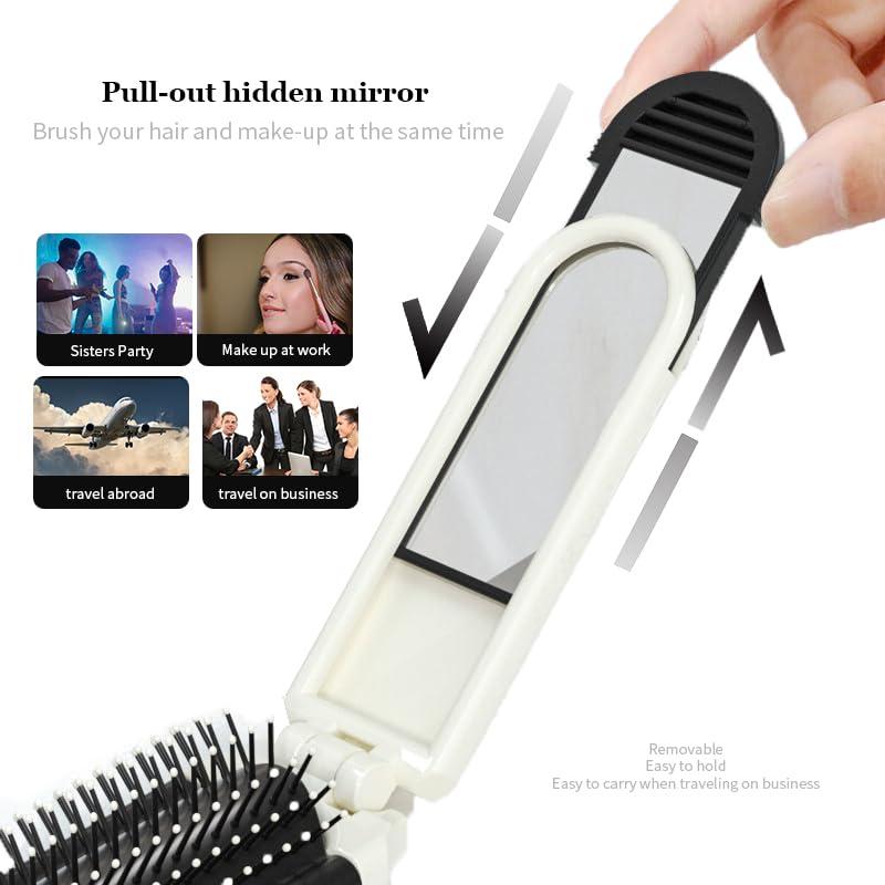 Paquete de 2 Cepillos de Cabello Plegables FSZMan con Espejo
