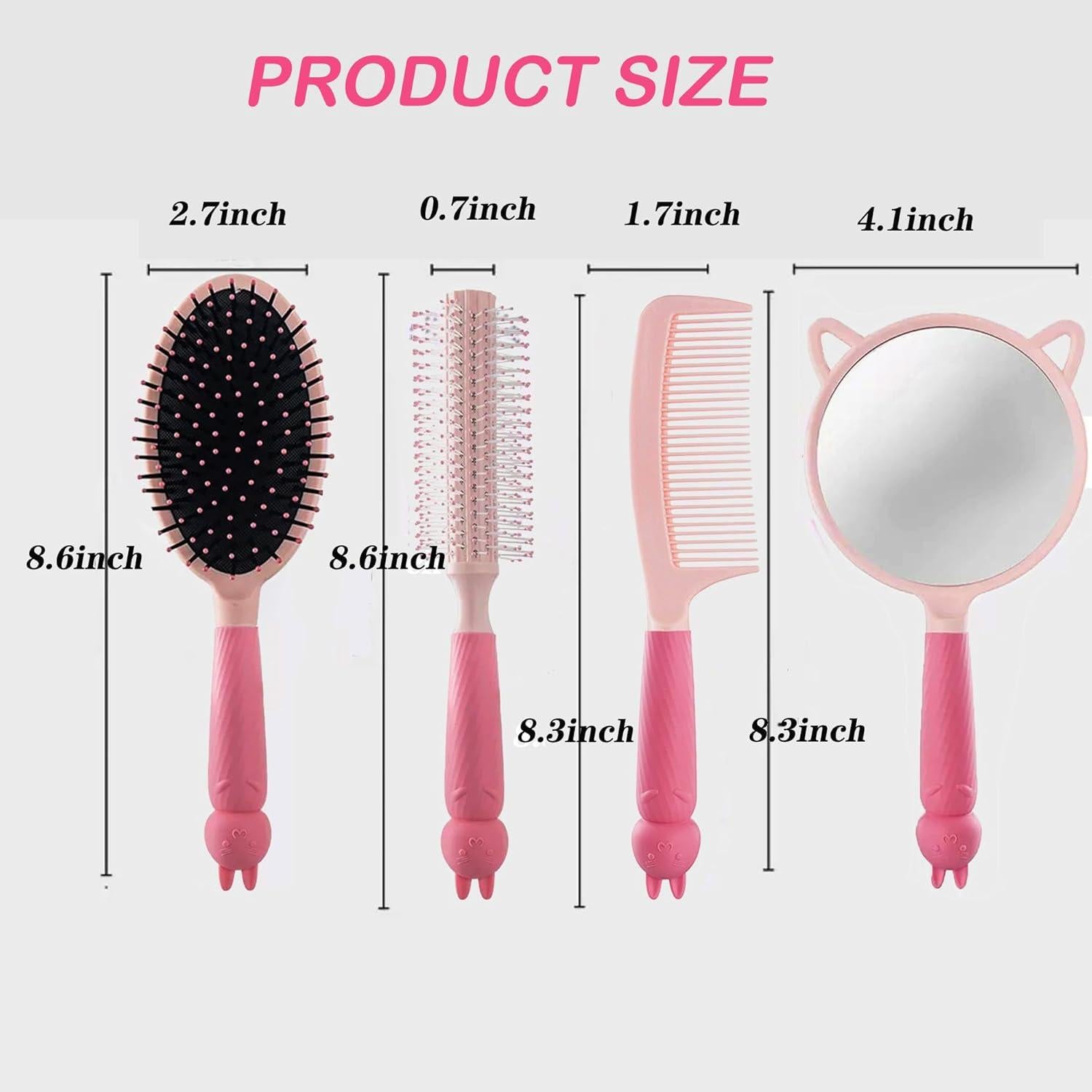 Juego de 4 Cepillos y Peines Lyaiwever para Cabello Rosa