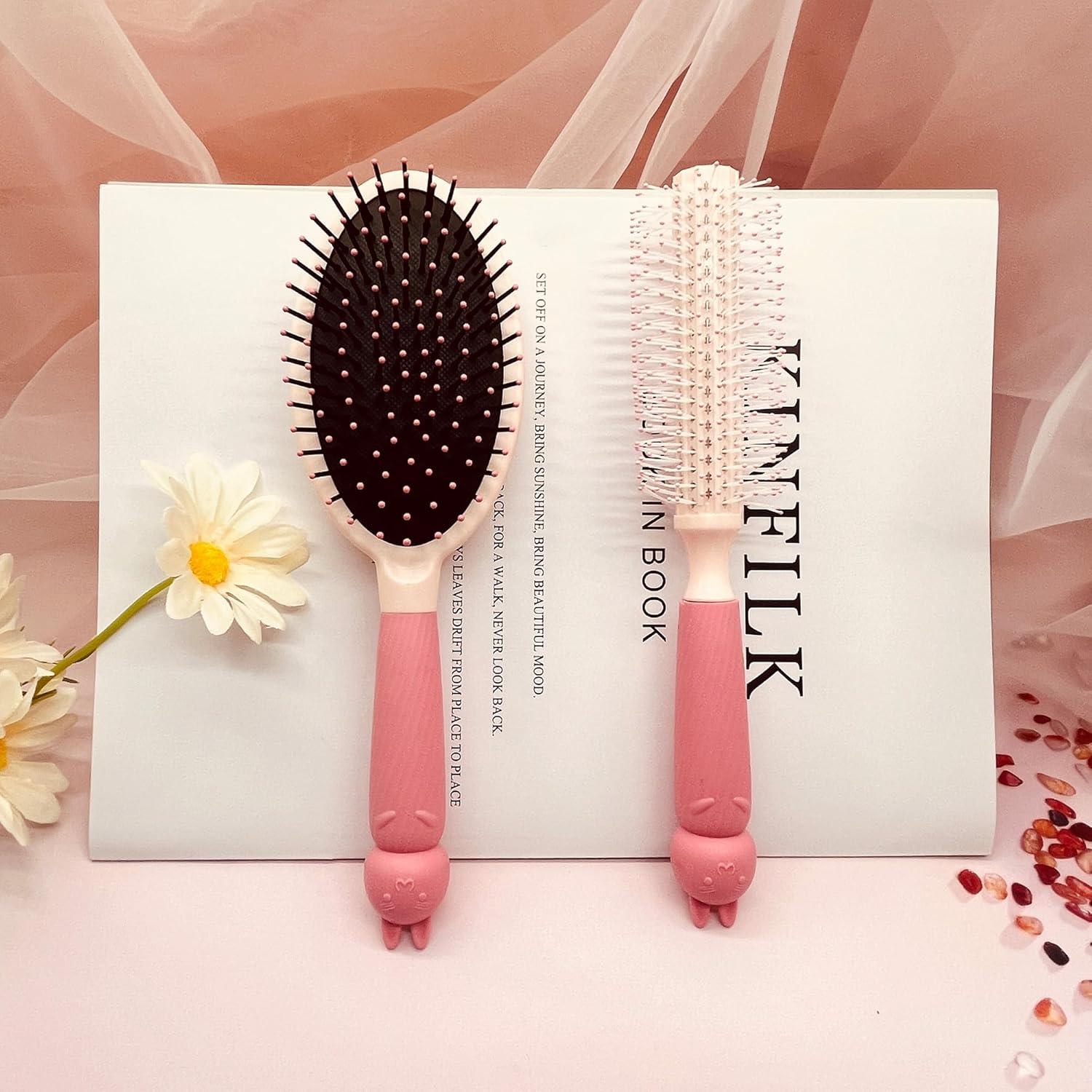 Juego de 4 Cepillos y Peines Lyaiwever para Cabello Rosa