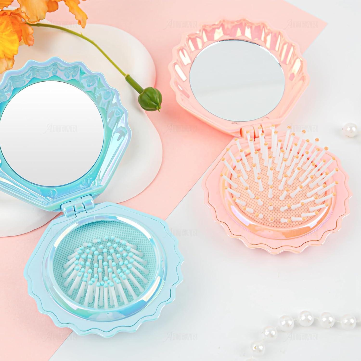 Cepillos de Pelo Plegables AUEAR con Espejo - 4 Colores