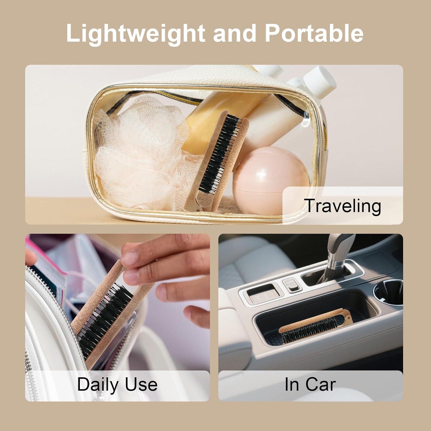 Cepillo Plegable de Cerdas de Jabalí RHOS para Viajar