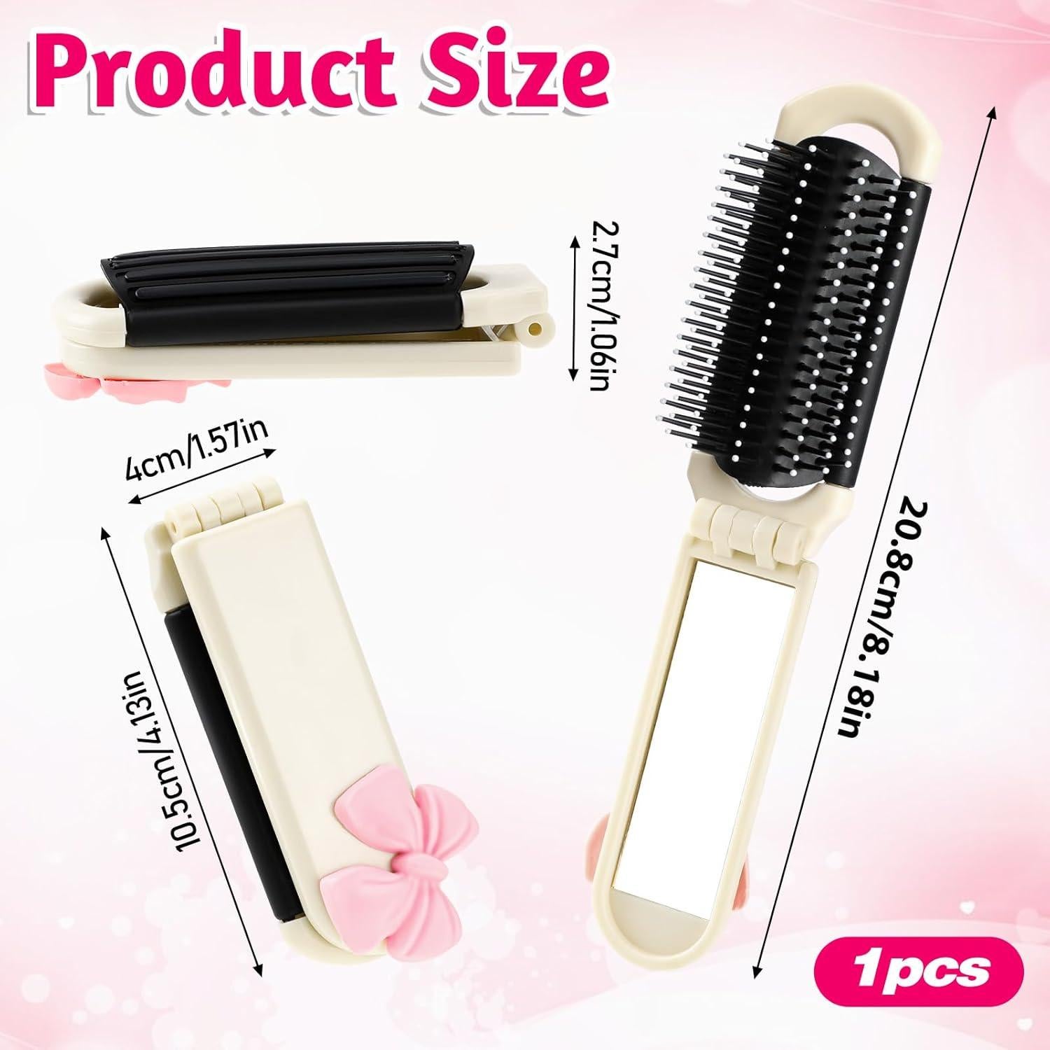 Cepillo de Pelo Plegable con Espejo Gtziqa - Blanco Crema