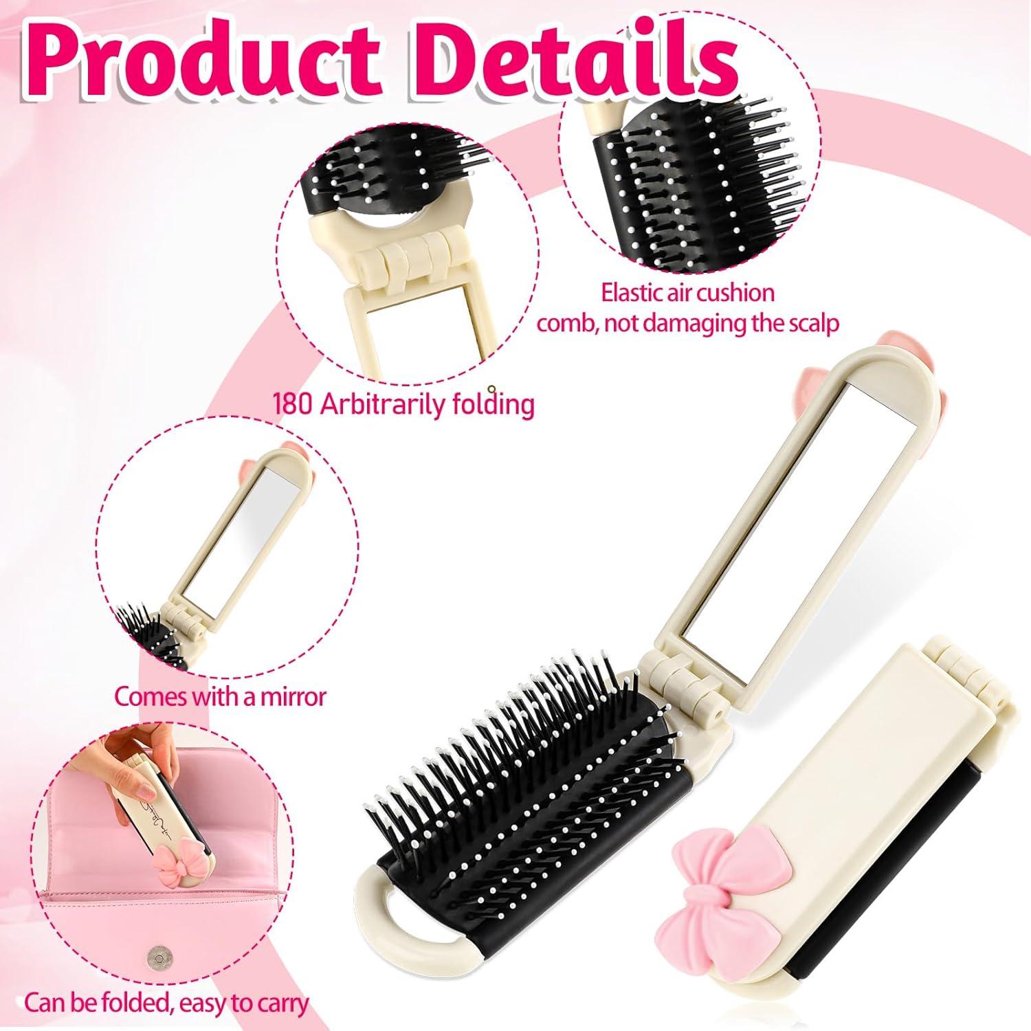 Cepillo de Pelo Plegable con Espejo Gtziqa - Blanco Crema