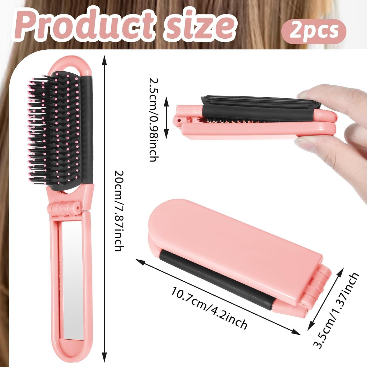 Cepillo de cabello plegable con espejo Zyghjort - 2 piezas