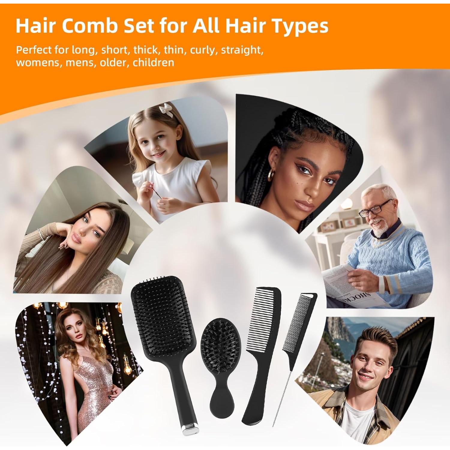 Juego de Cepillos y Peines para el Cabello ZAICENCOCO 4 Piezas