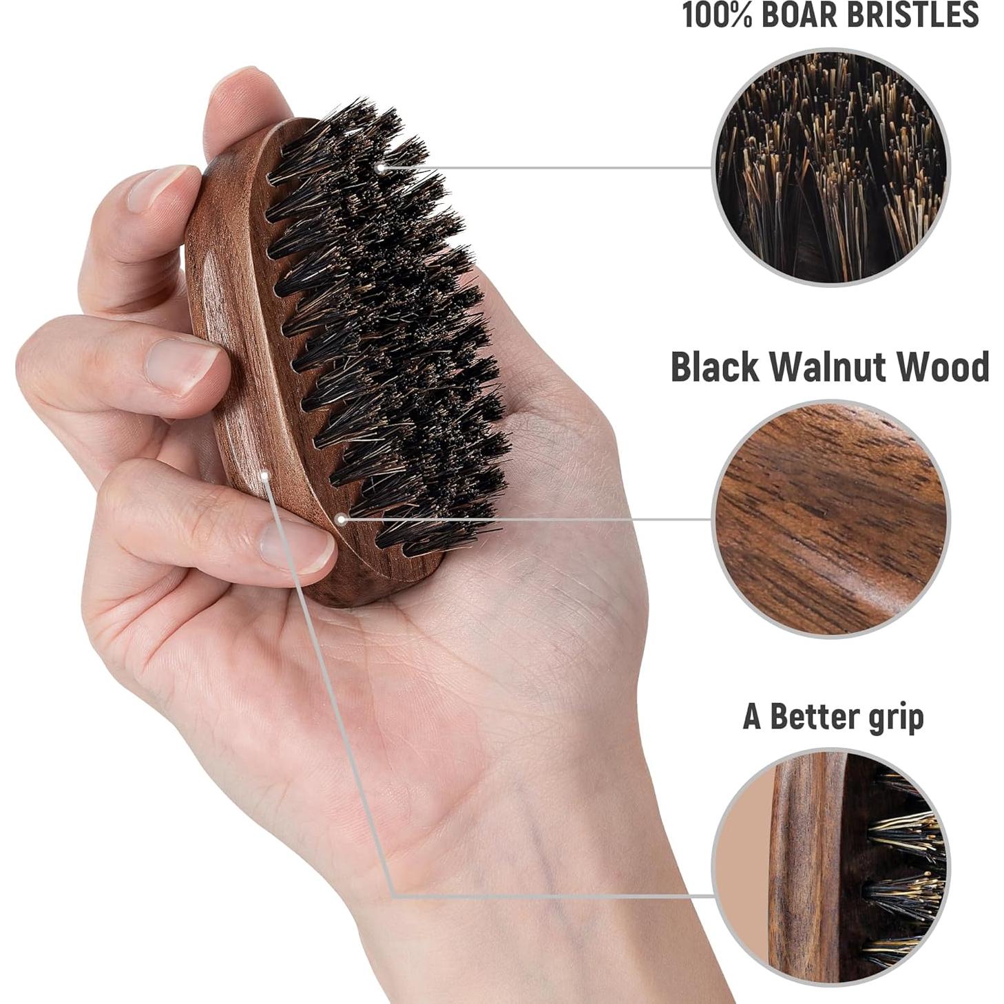 Cepillo de Barba de Viaje BFWood - Cerdas de Jabalí Natural