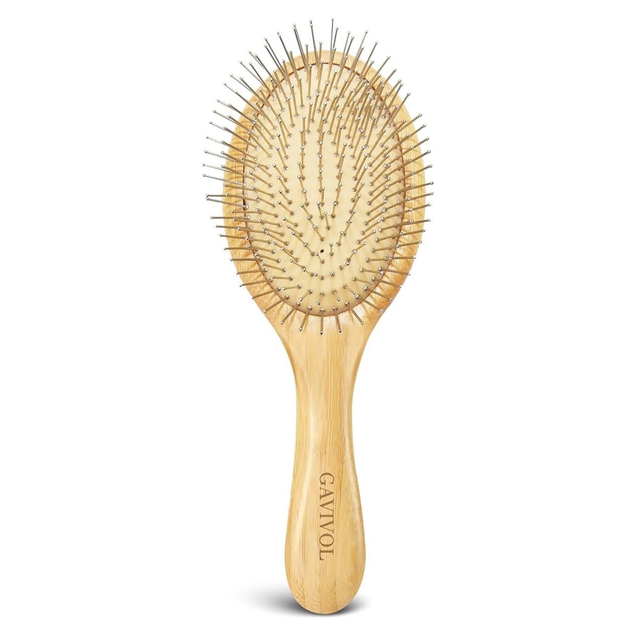 Cepillo de Pelo GAVIVOL de Bambú con Cerdas de Acero Antiestático